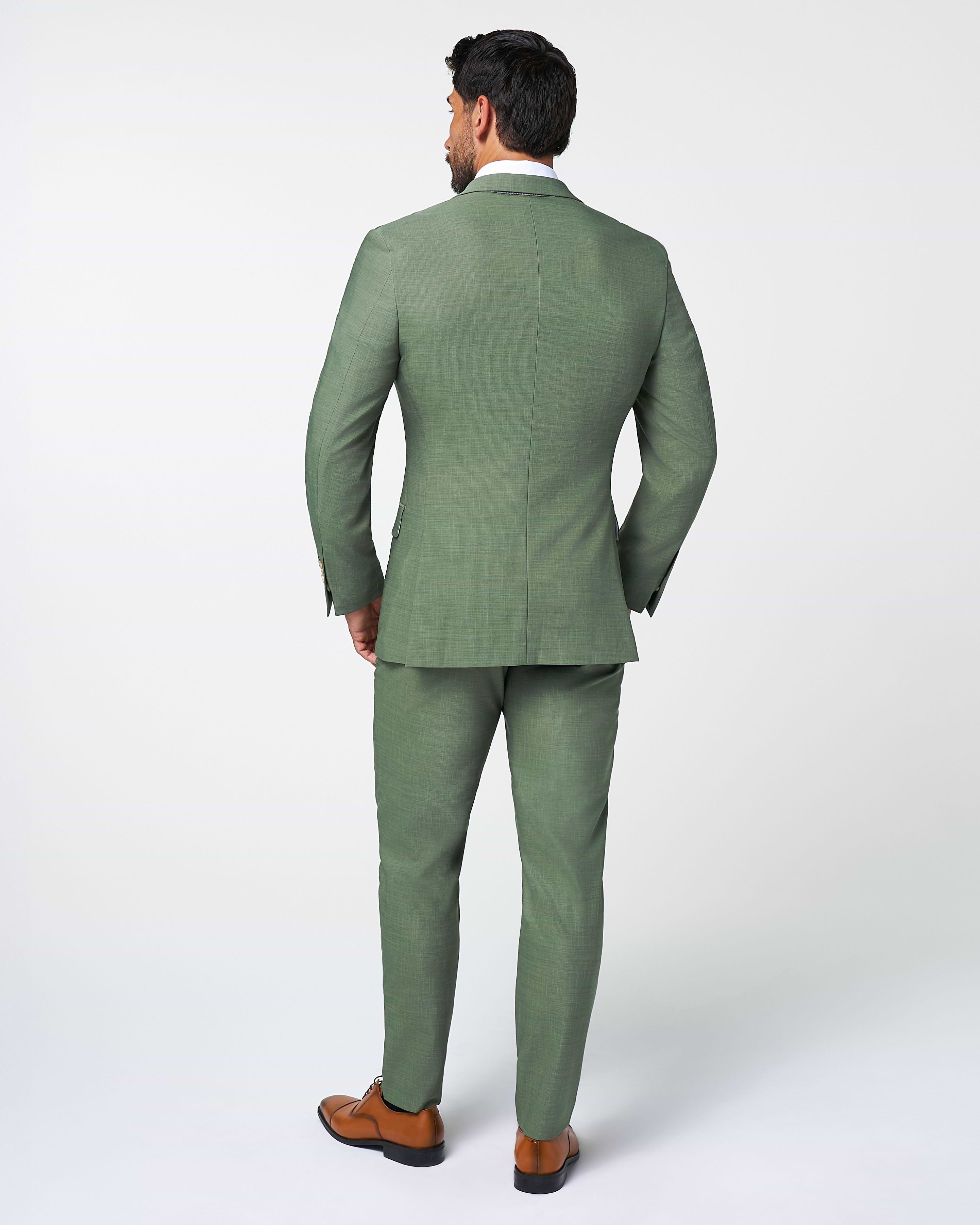 Athletic Fit Stretch Suit - Heathered Forest Green