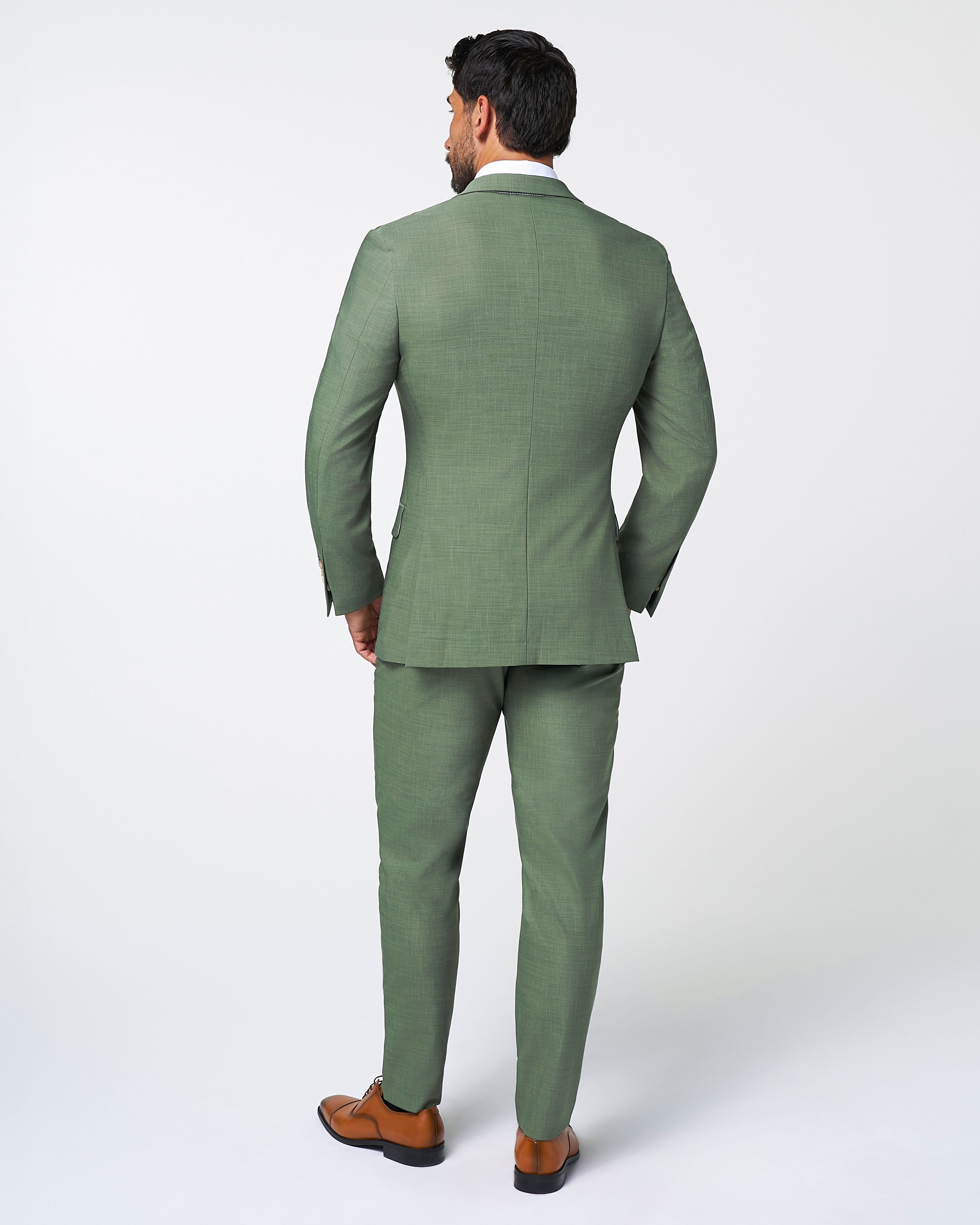Athletic Fit Stretch Suit - Heathered Forest Green