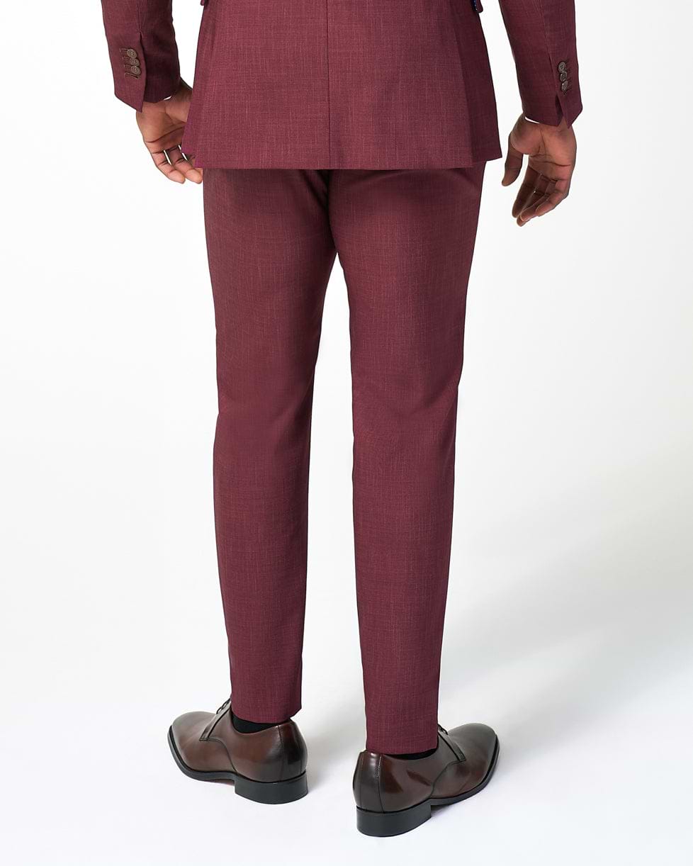 Athletic Fit Stretch Suit Pants - Heathered Maroon