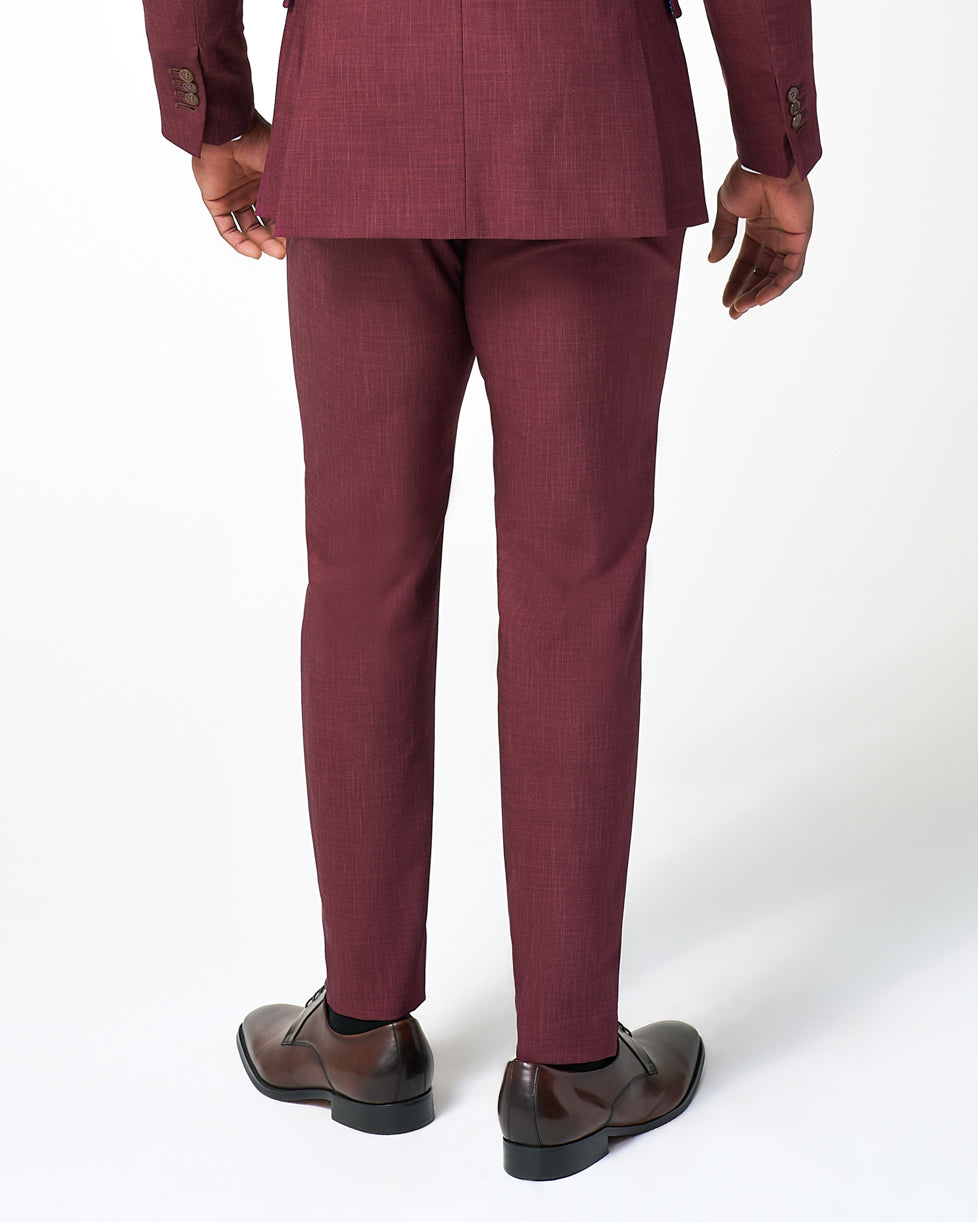 Athletic Fit Stretch Suit Pants - Heathered Maroon