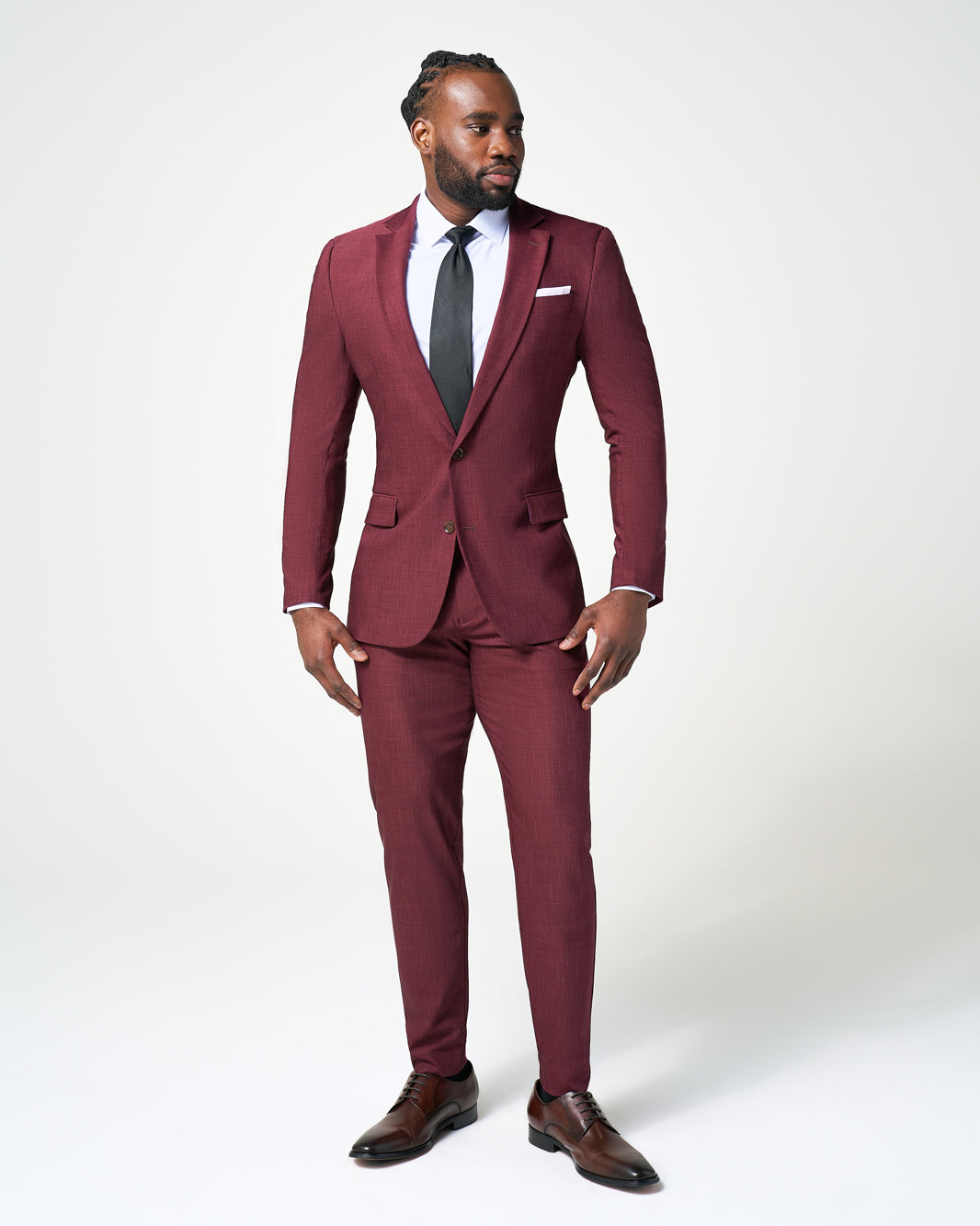 Athletic Fit Stretch Blazer - Heathered Maroon