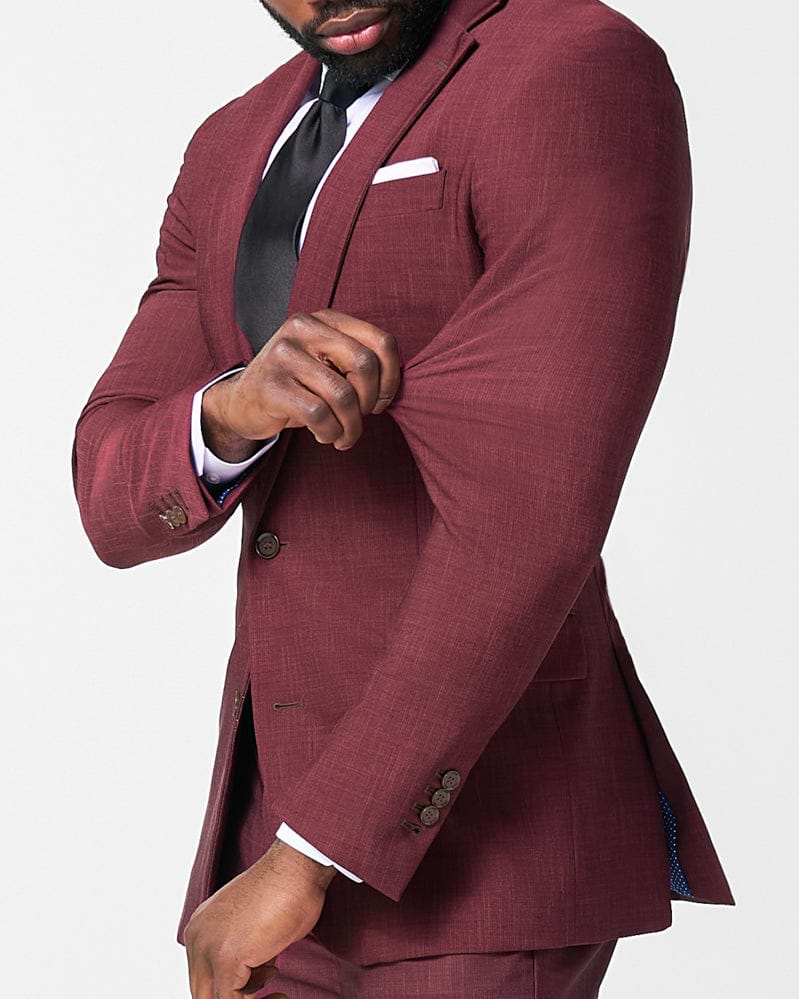 Athletic Fit Stretch Blazer - Heathered Maroon