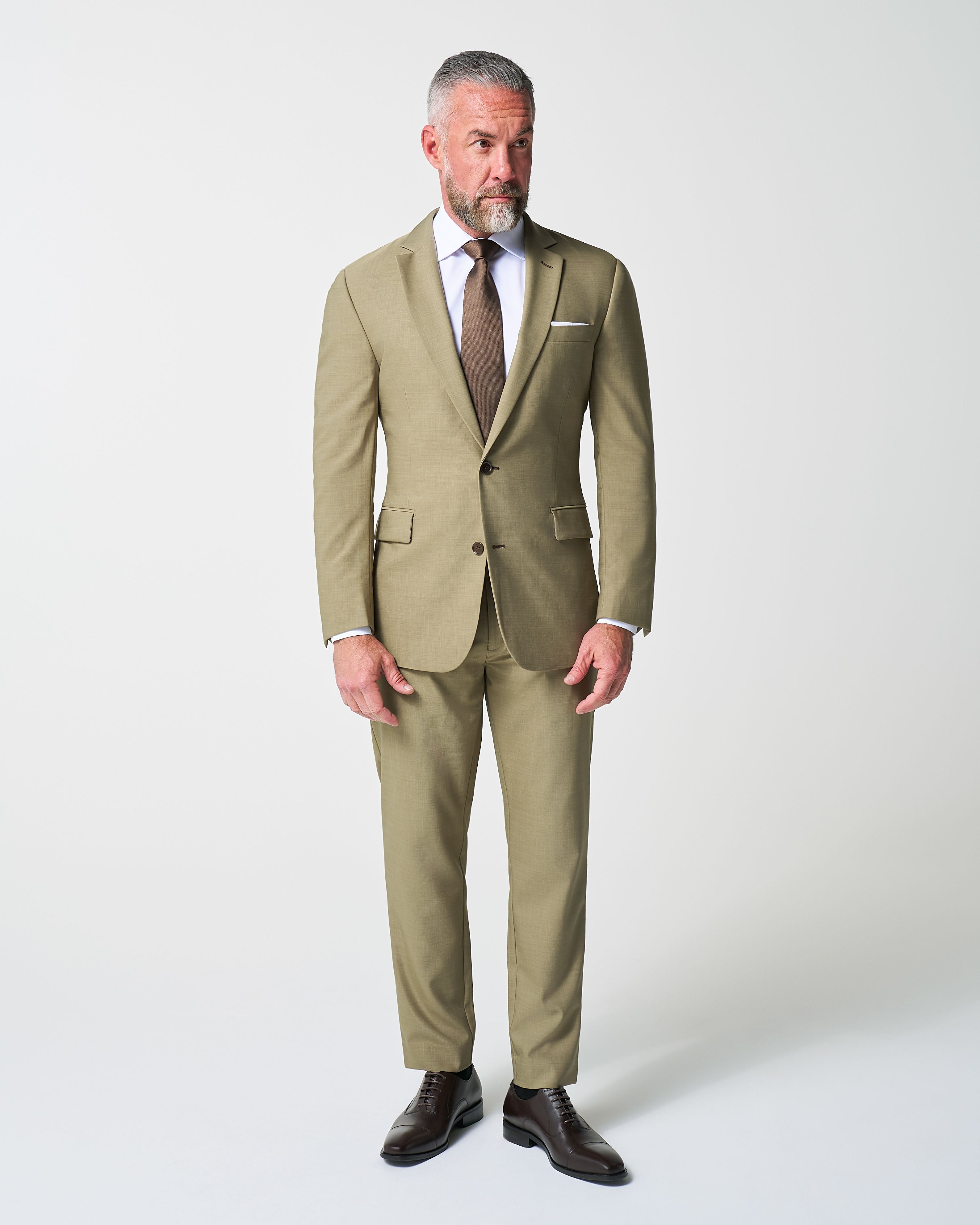 Athletic Fit Stretch Suit - Heathered Olive