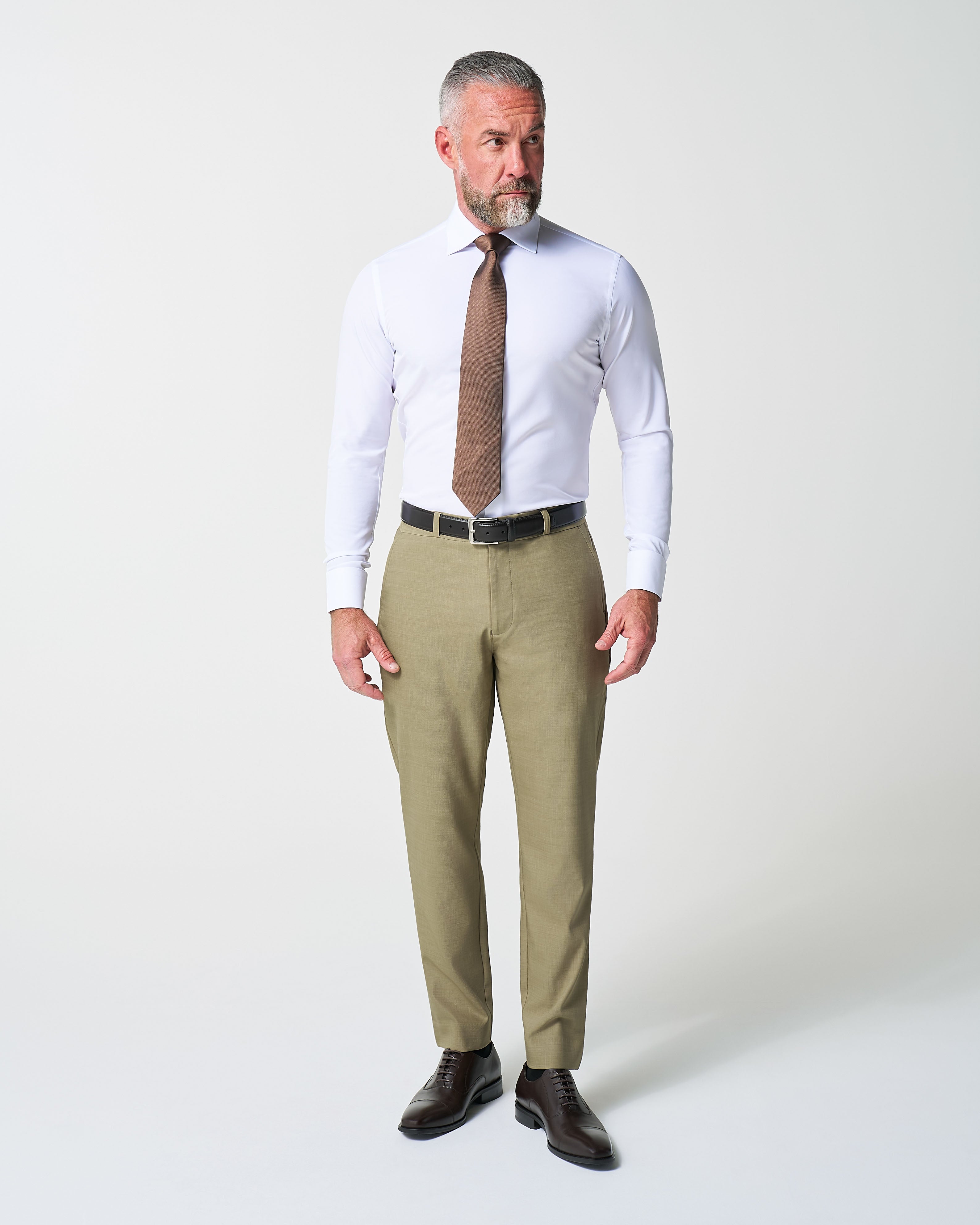 Athletic Fit Stretch Suit - Heathered Olive