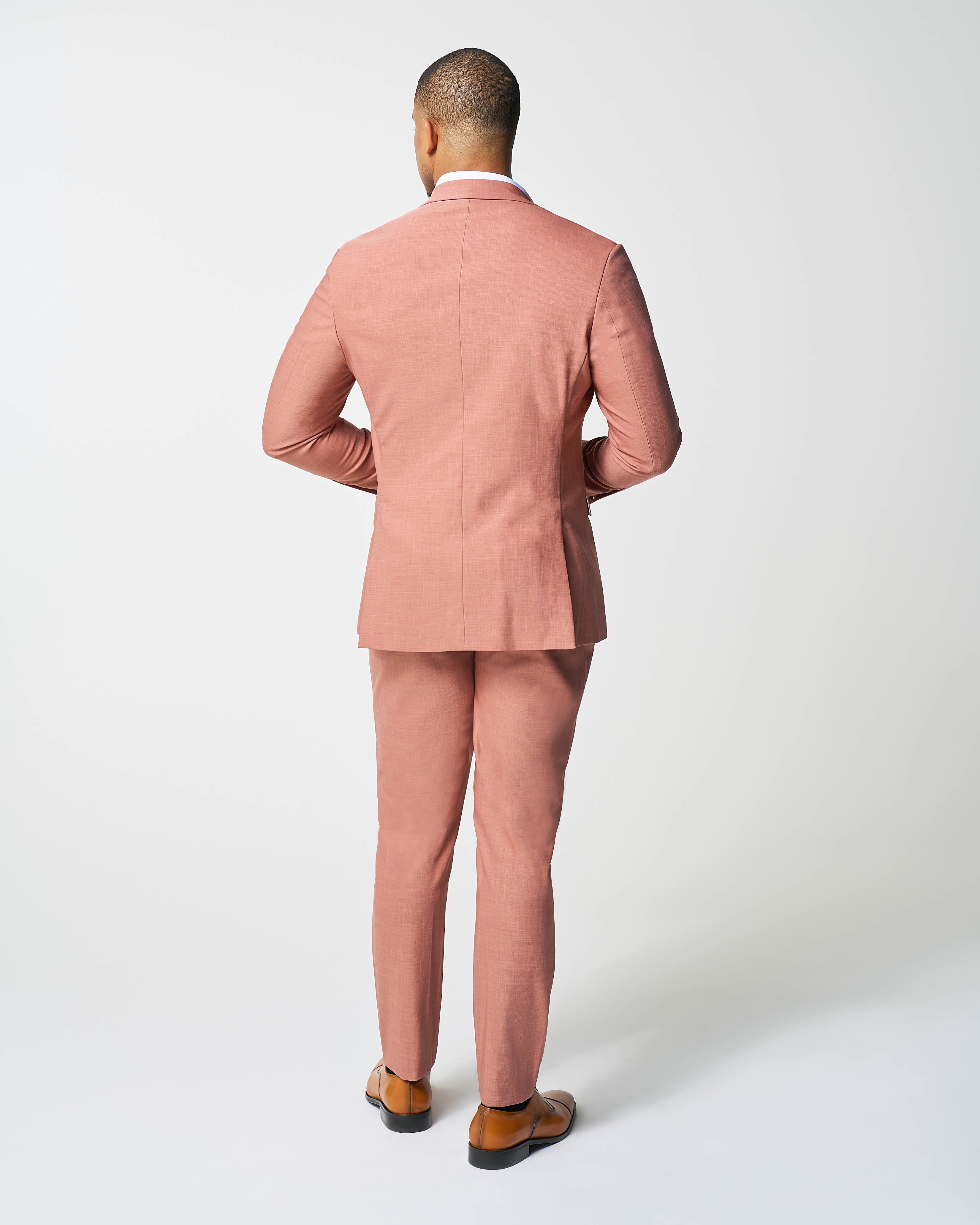 Athletic Fit Stretch Suit - Heathered Salmon