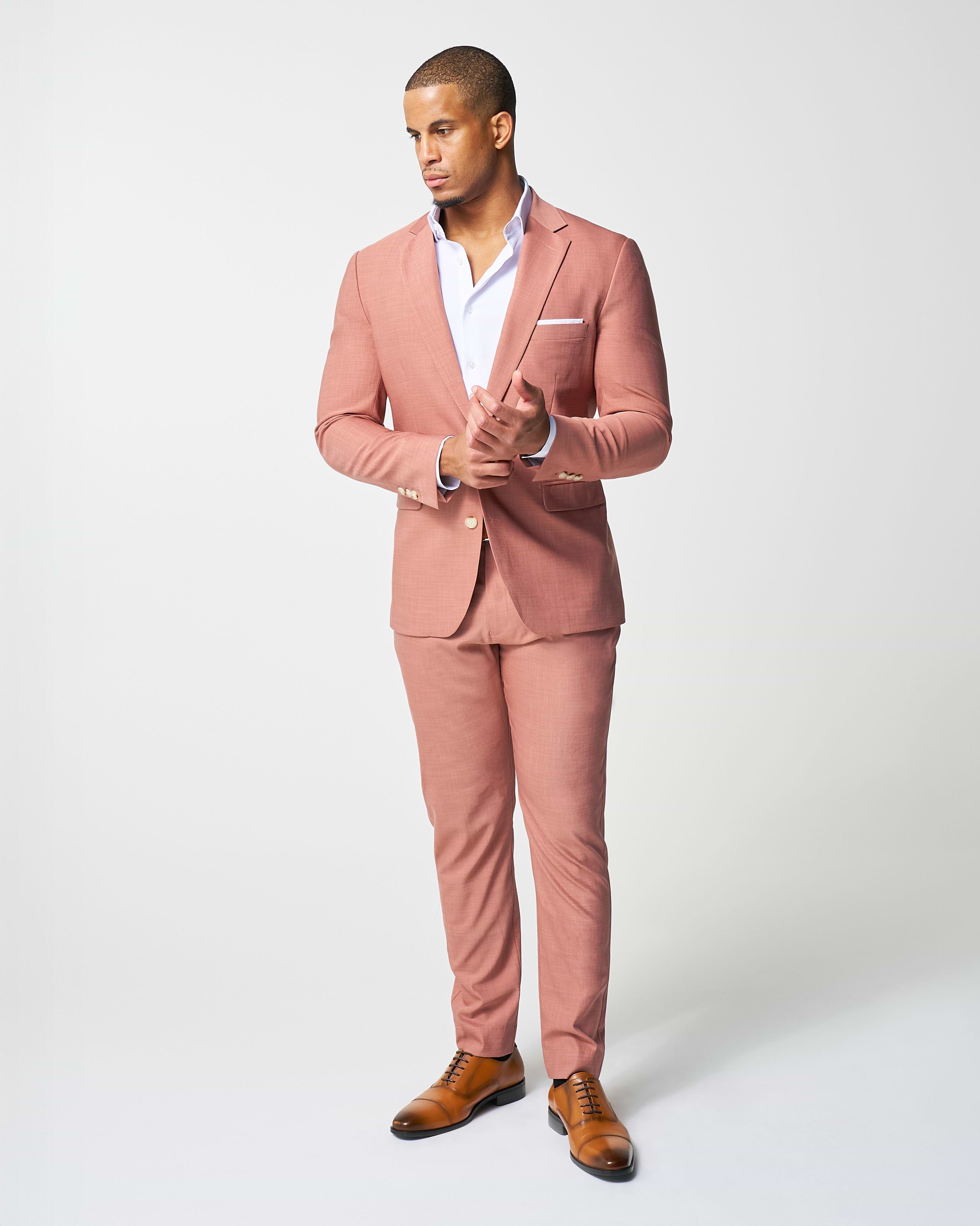 Athletic Fit Stretch Suit - Heathered Salmon