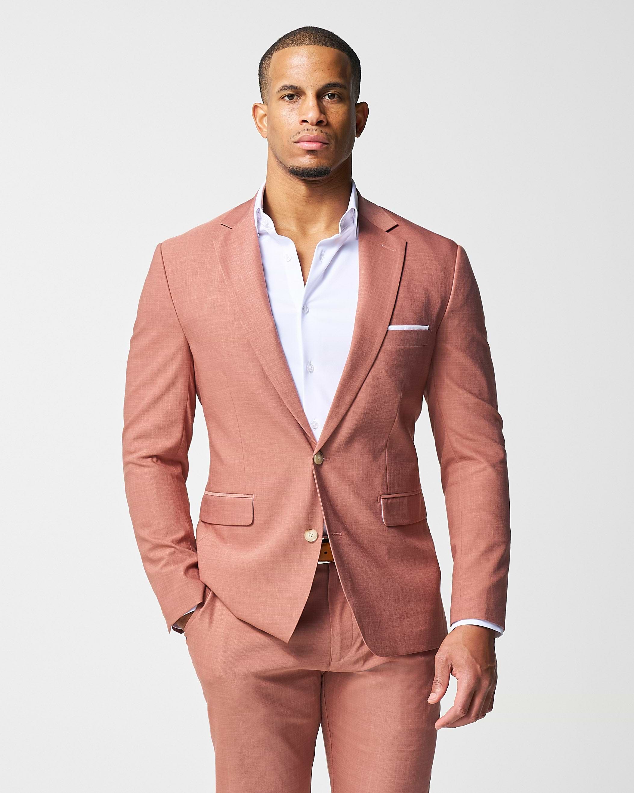Athletic Fit Stretch Suit - Heathered Salmon