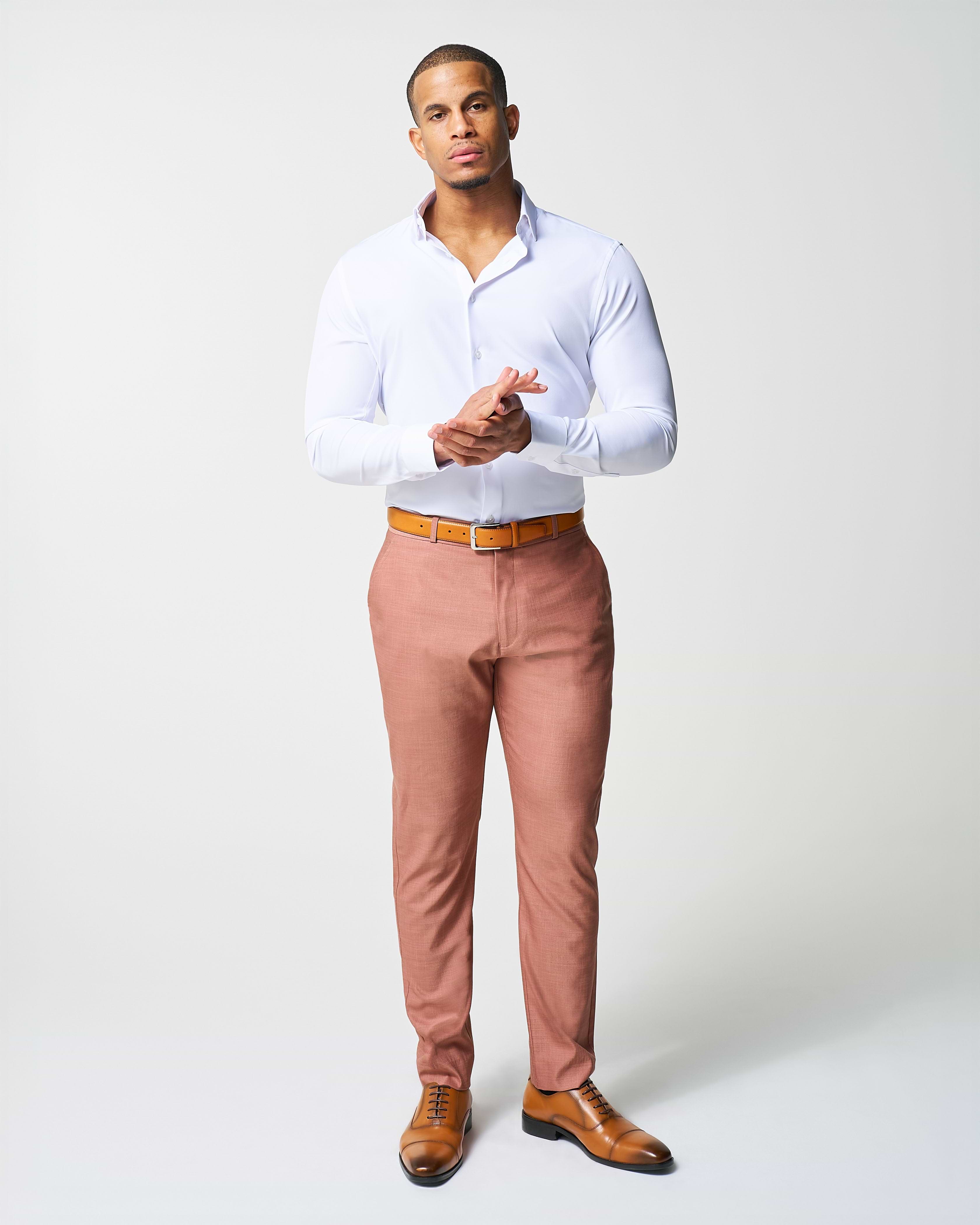 Athletic Fit Stretch Suit - Heathered Salmon