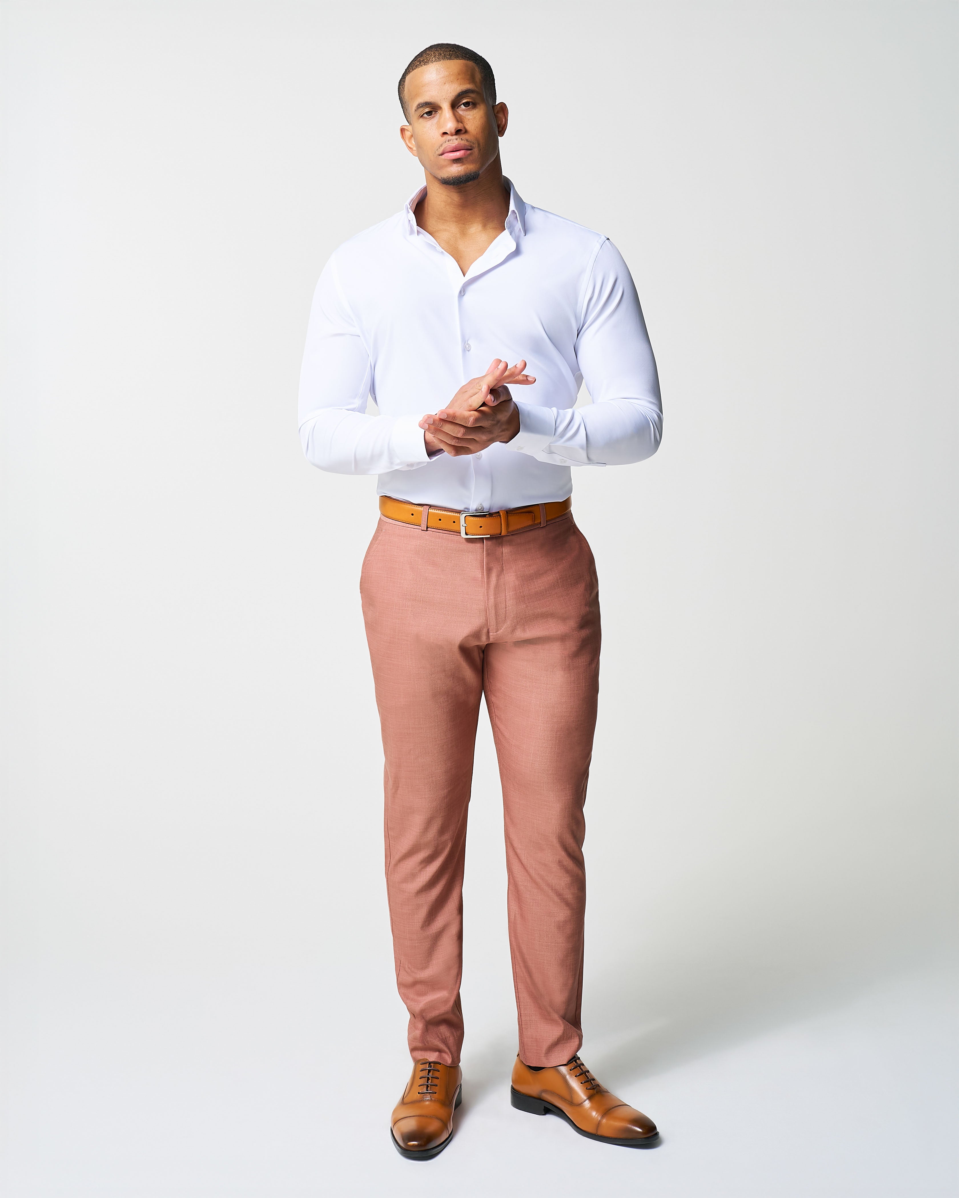 Athletic Fit Stretch Suit - Heathered Salmon