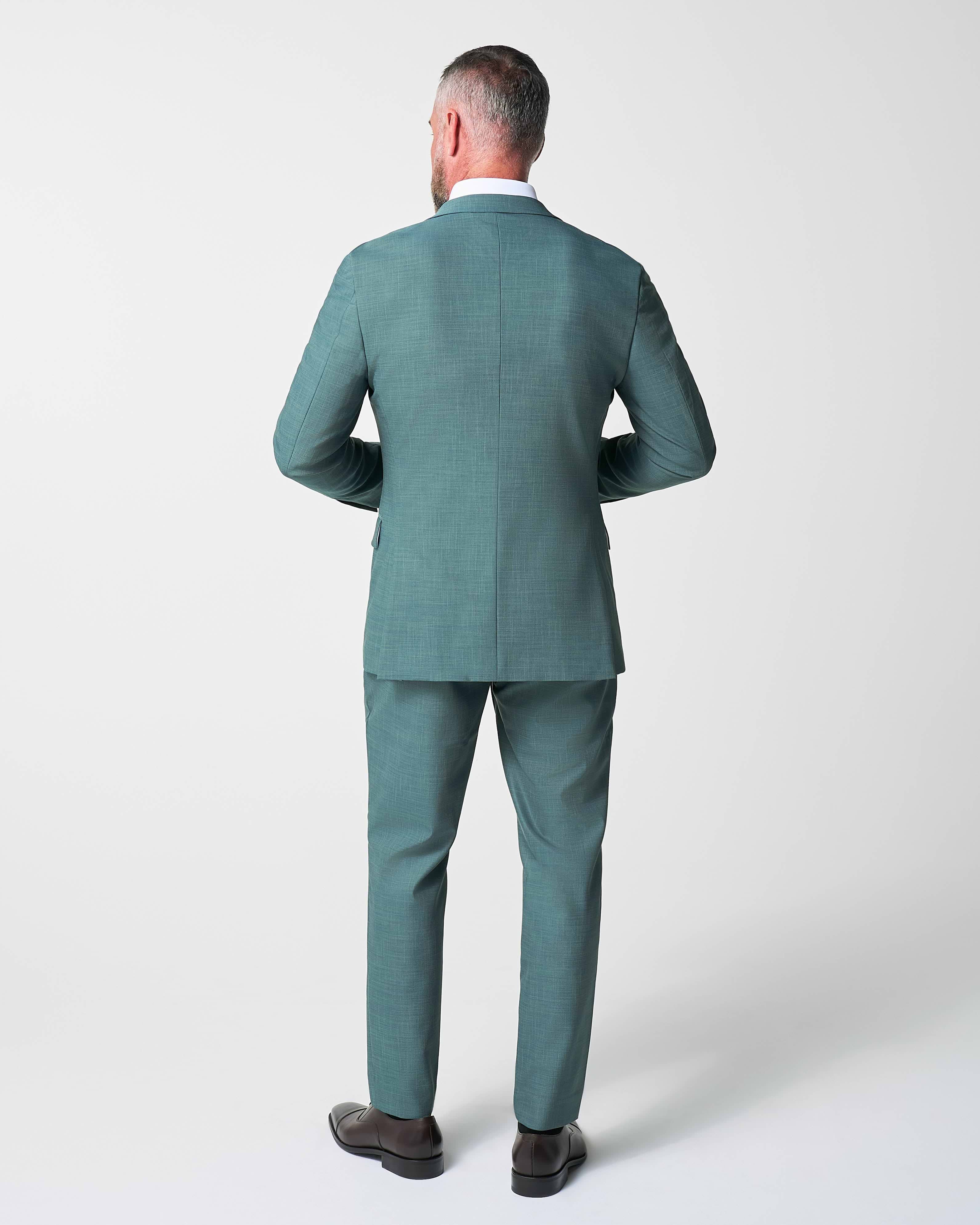 Athletic Fit Stretch Suit - Heathered Sea Green