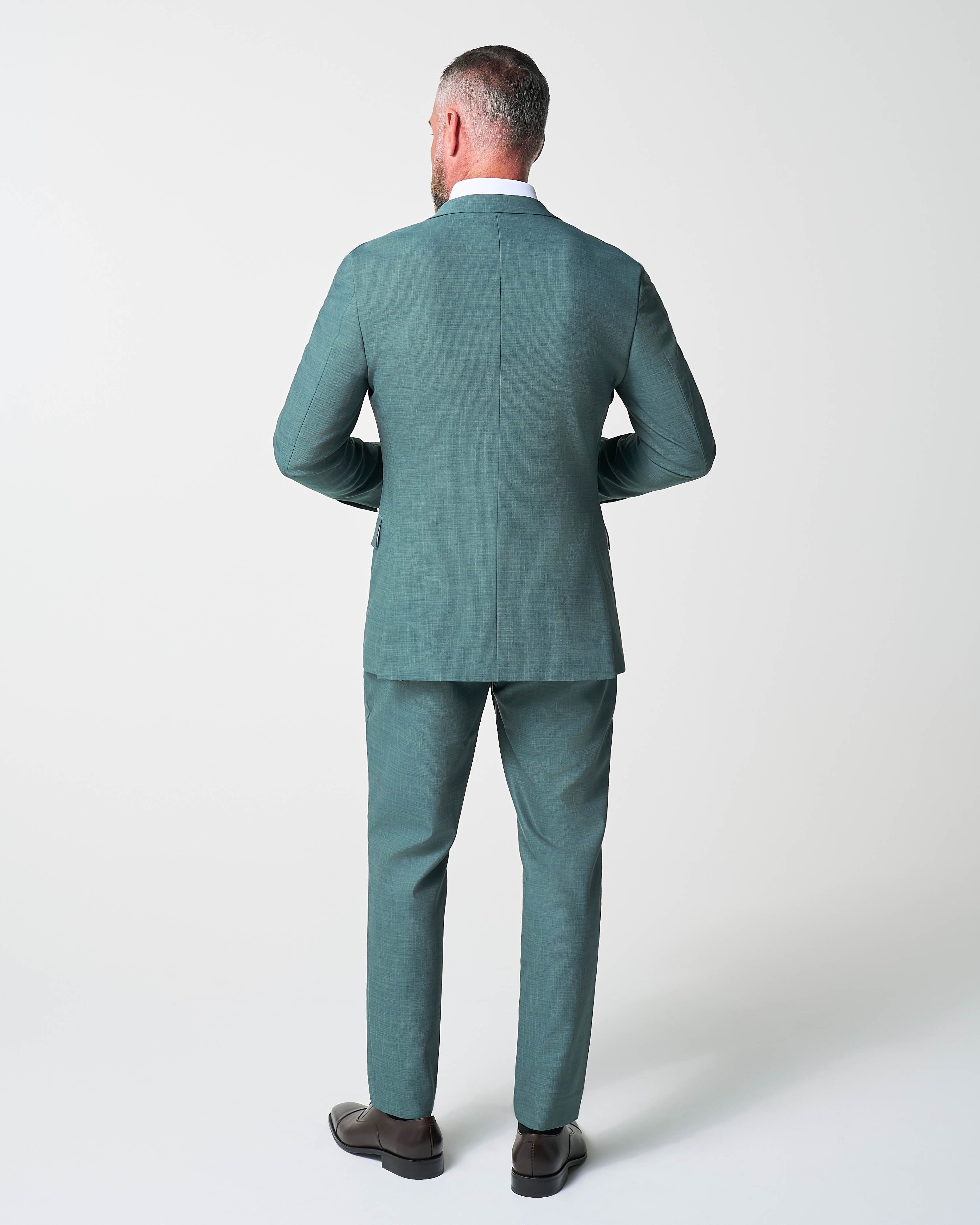Athletic Fit Stretch Suit - Heathered Sea Green