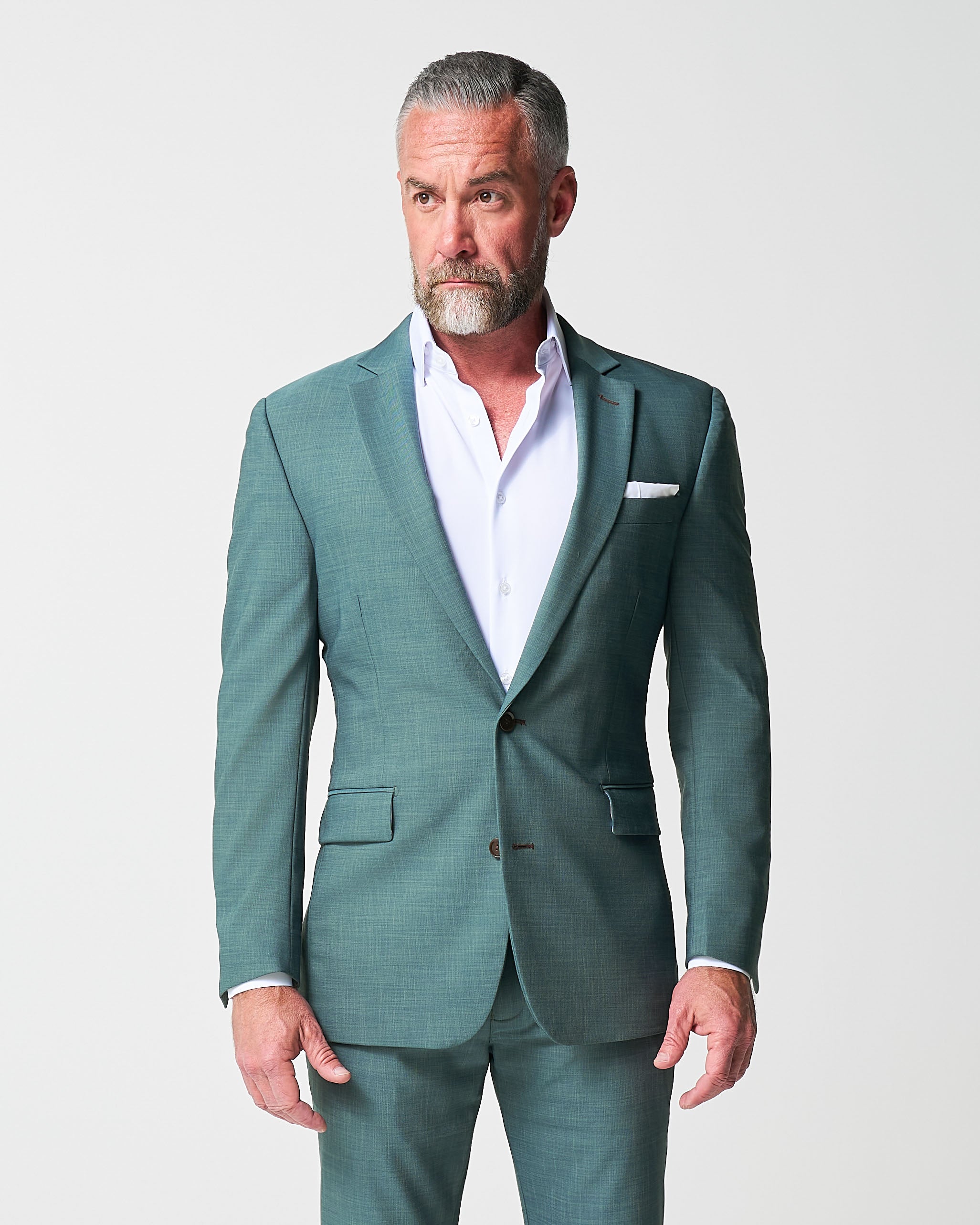 Athletic Fit Stretch Suit - Heathered Sea Green