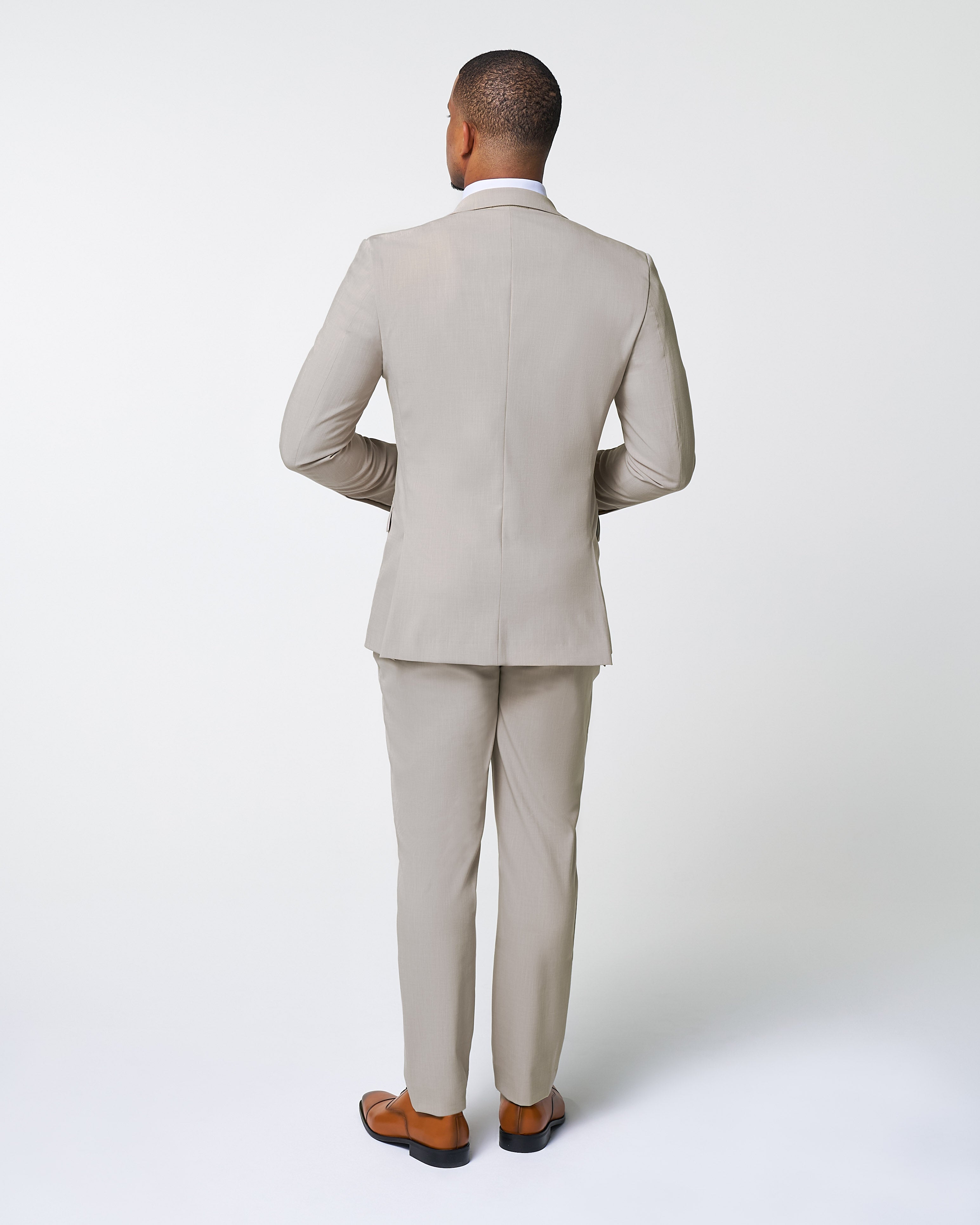 Athletic Fit Stretch Suit - Heathered Stone