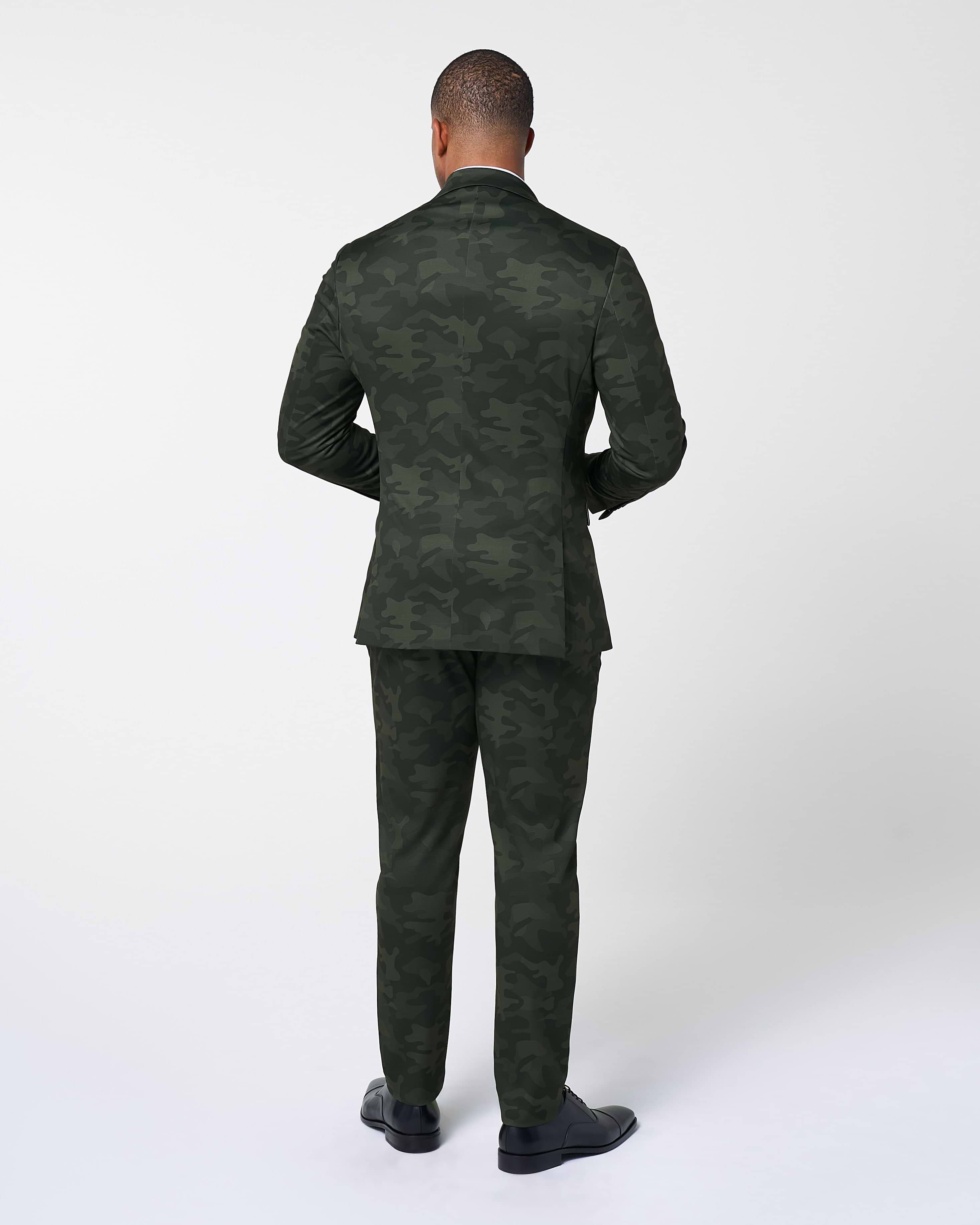 Athletic Fit Stretch Suit - Hunter Green Camo