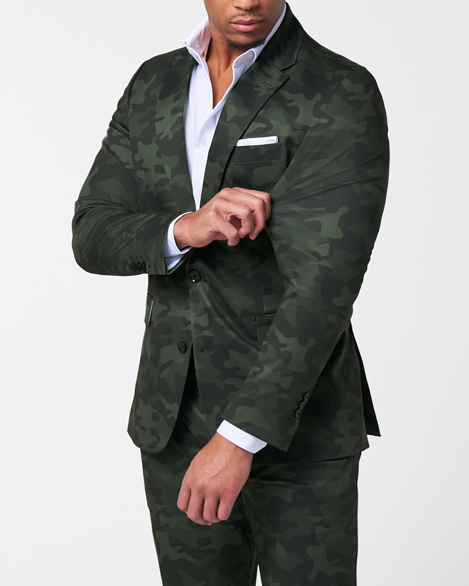 Athletic Fit Stretch Suit - Hunter Green Camo