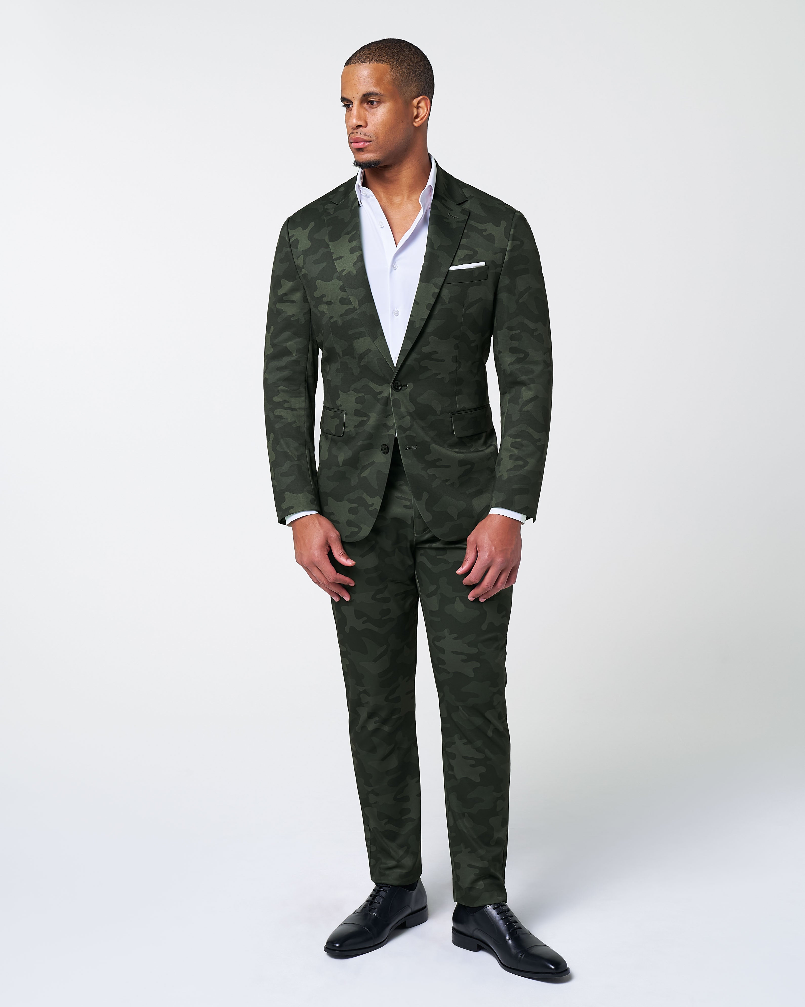 Athletic Fit Stretch Suit - Hunter Green Camo