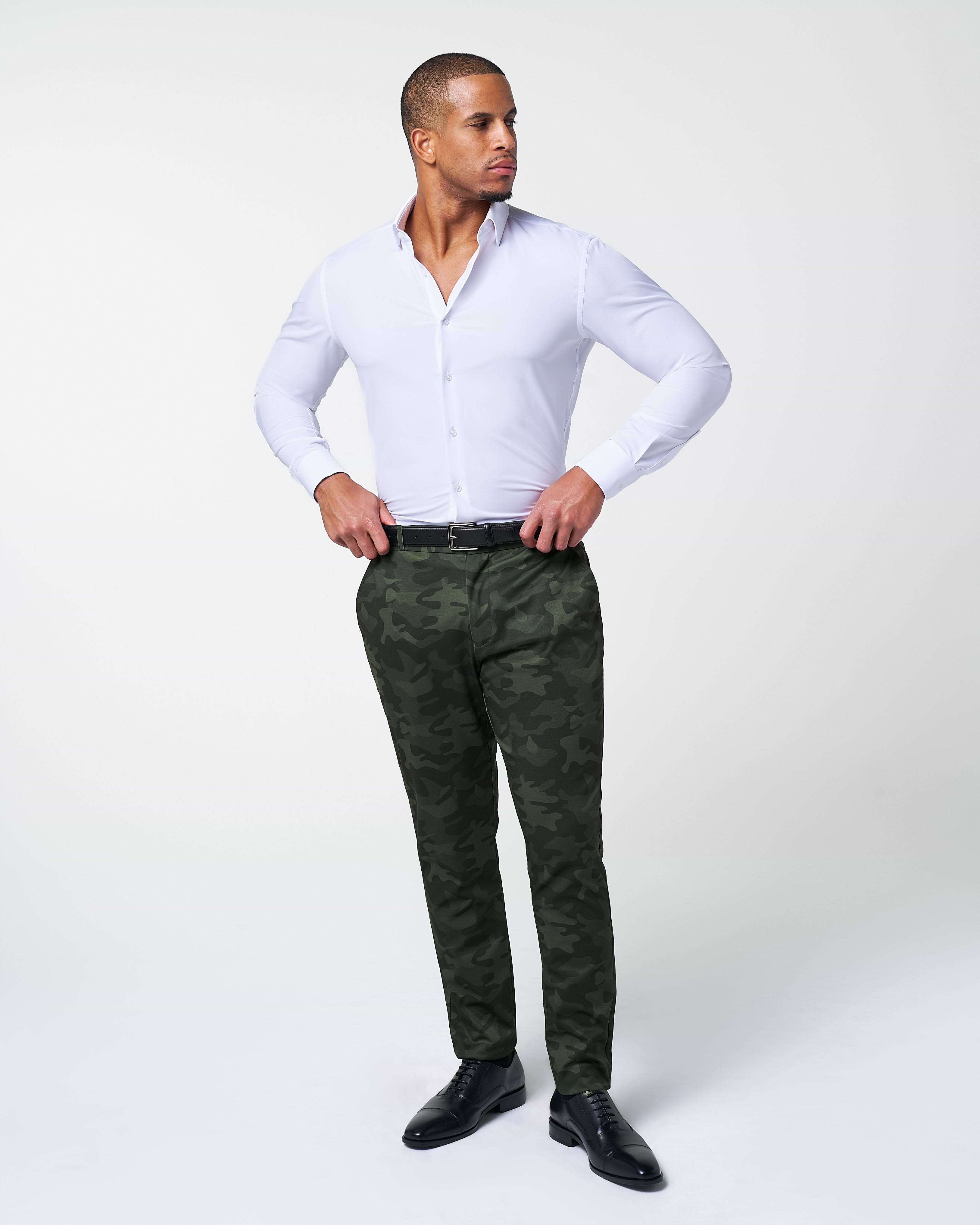 Athletic Fit Stretch Suit - Hunter Green Camo