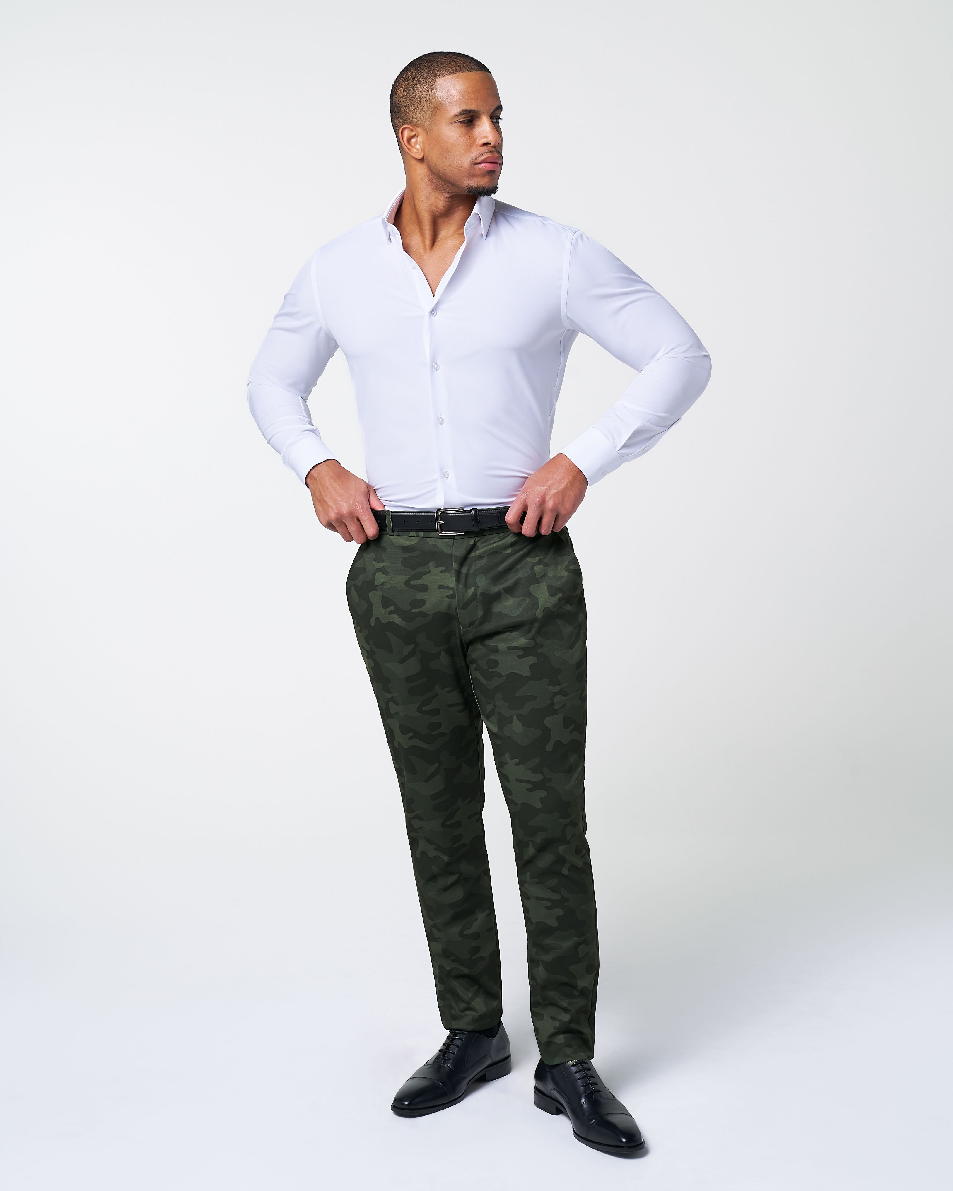Athletic Fit Stretch Suit - Hunter Green Camo