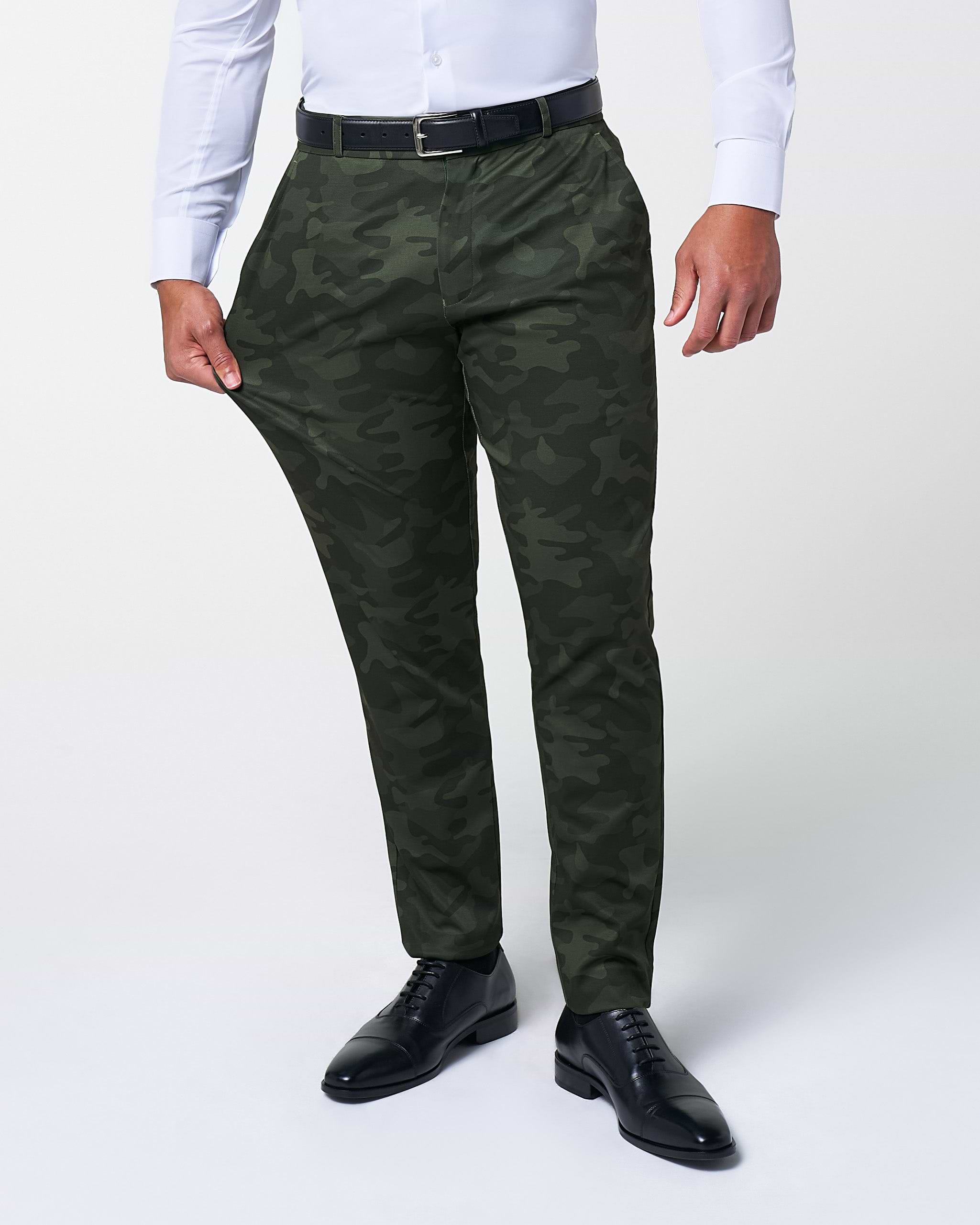 Athletic Fit Stretch Suit - Hunter Green Camo