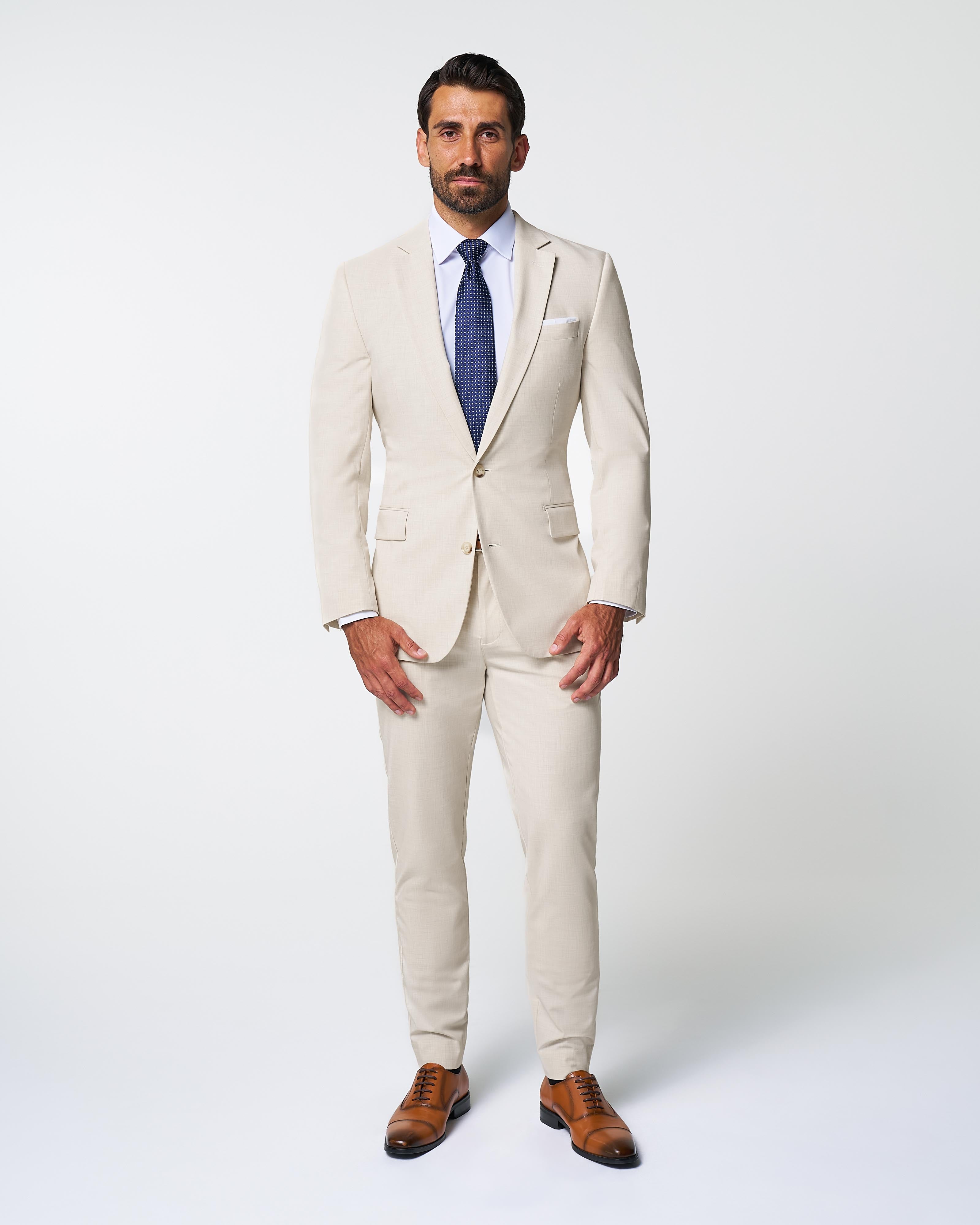 Athletic Fit Stretch Suit - Lightweight Heathered Bamboo