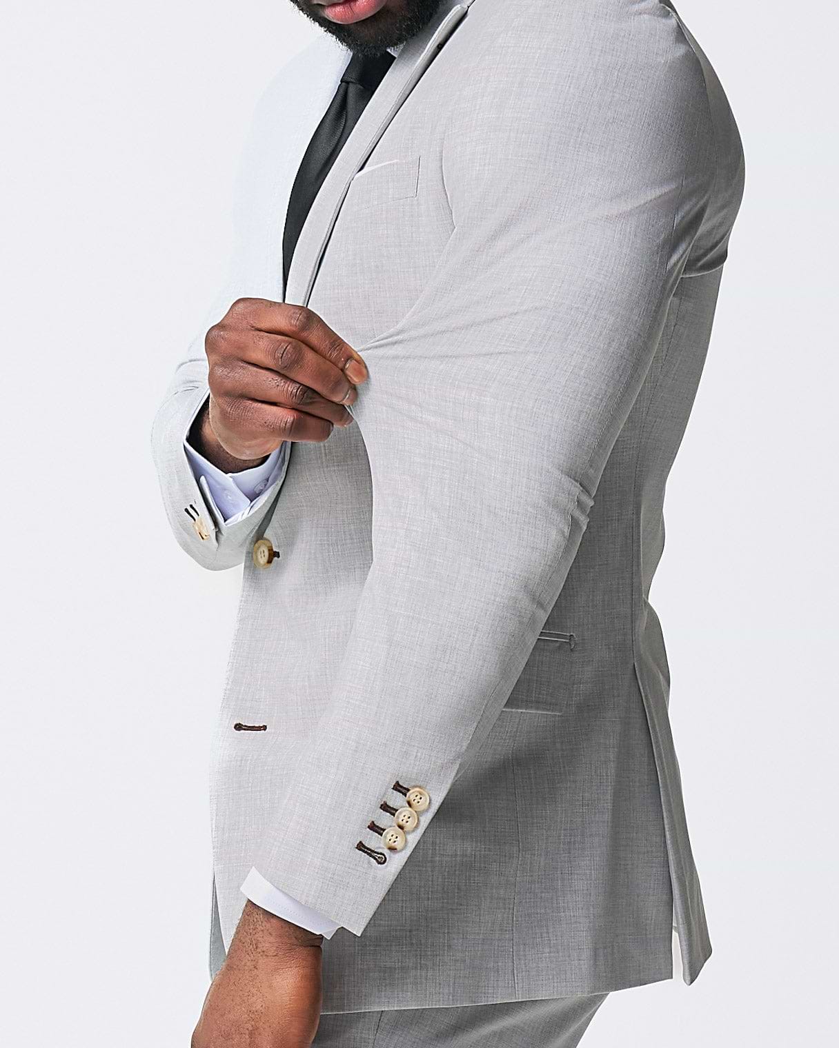 Athletic Fit Stretch Suit - Lightweight Heathered Light Grey