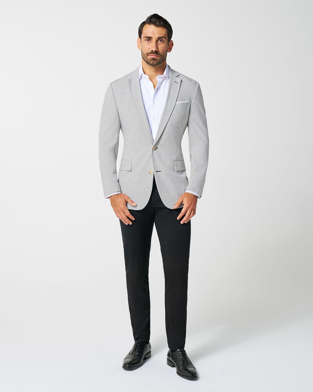 Athletic Fit Stretch Blazer - Lightweight Heathered Light Grey