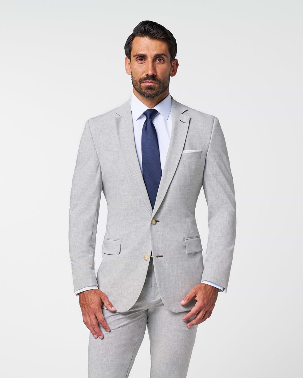 Athletic Fit Stretch Blazer - Lightweight Heathered Light Grey