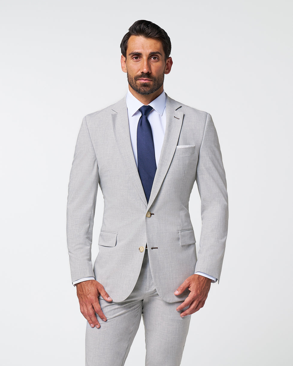 Athletic Fit Stretch Blazer - Lightweight Heathered Light Grey