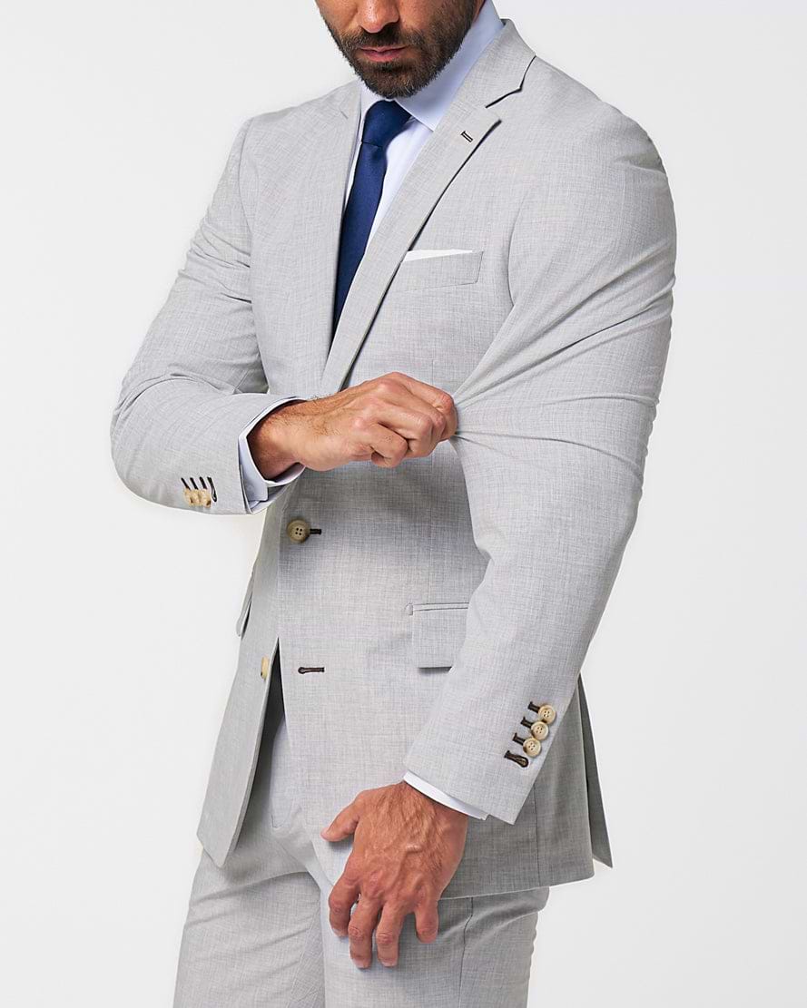 Athletic Fit Stretch Blazer - Lightweight Heathered Light Grey