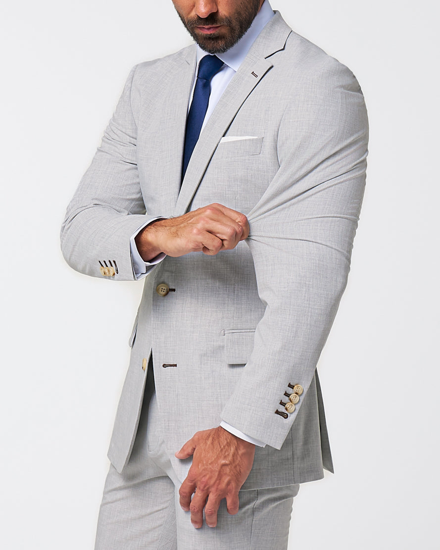 Athletic Fit Stretch Blazer - Lightweight Heathered Light Grey