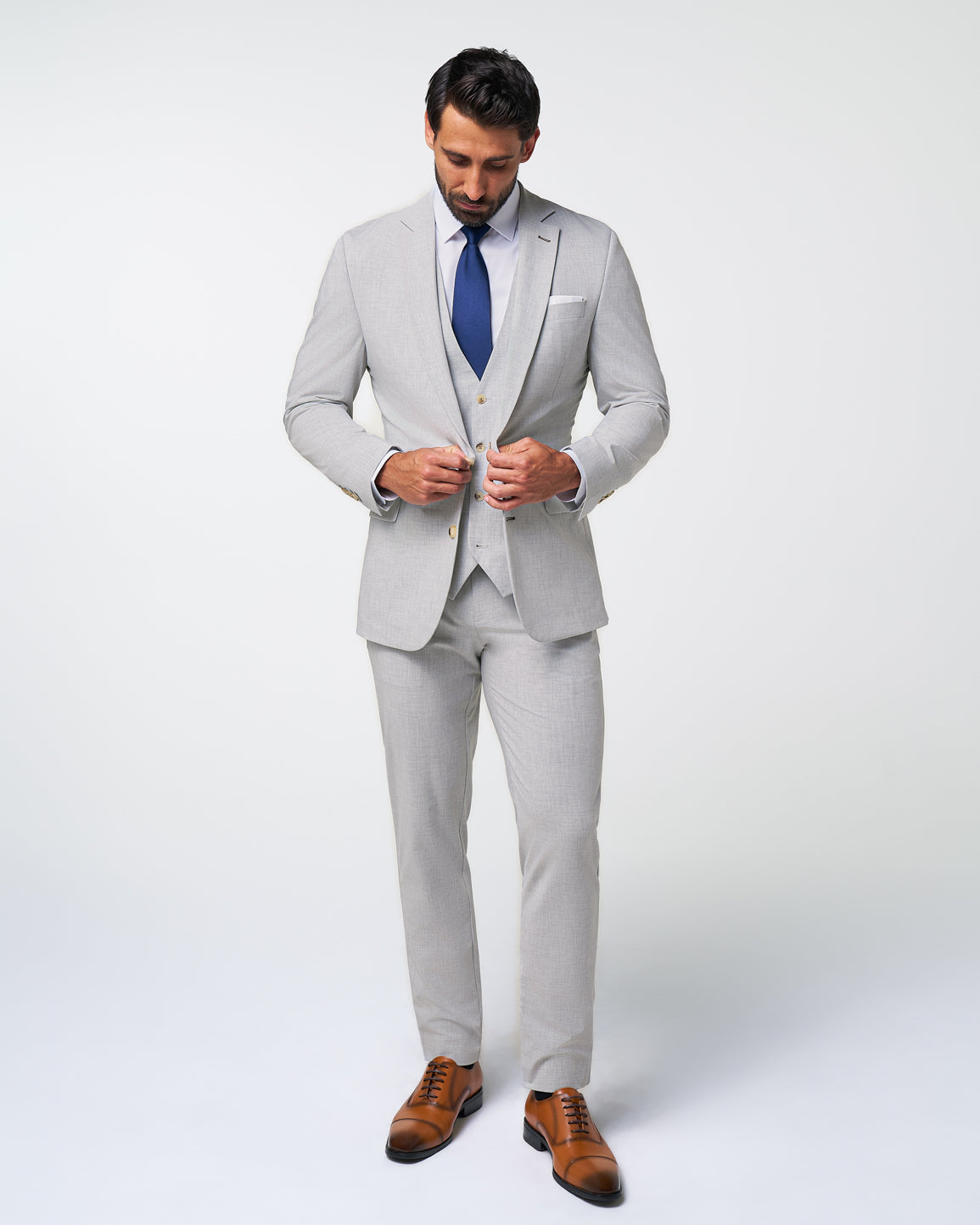 Athletic Fit Stretch Blazer - Lightweight Heathered Light Grey