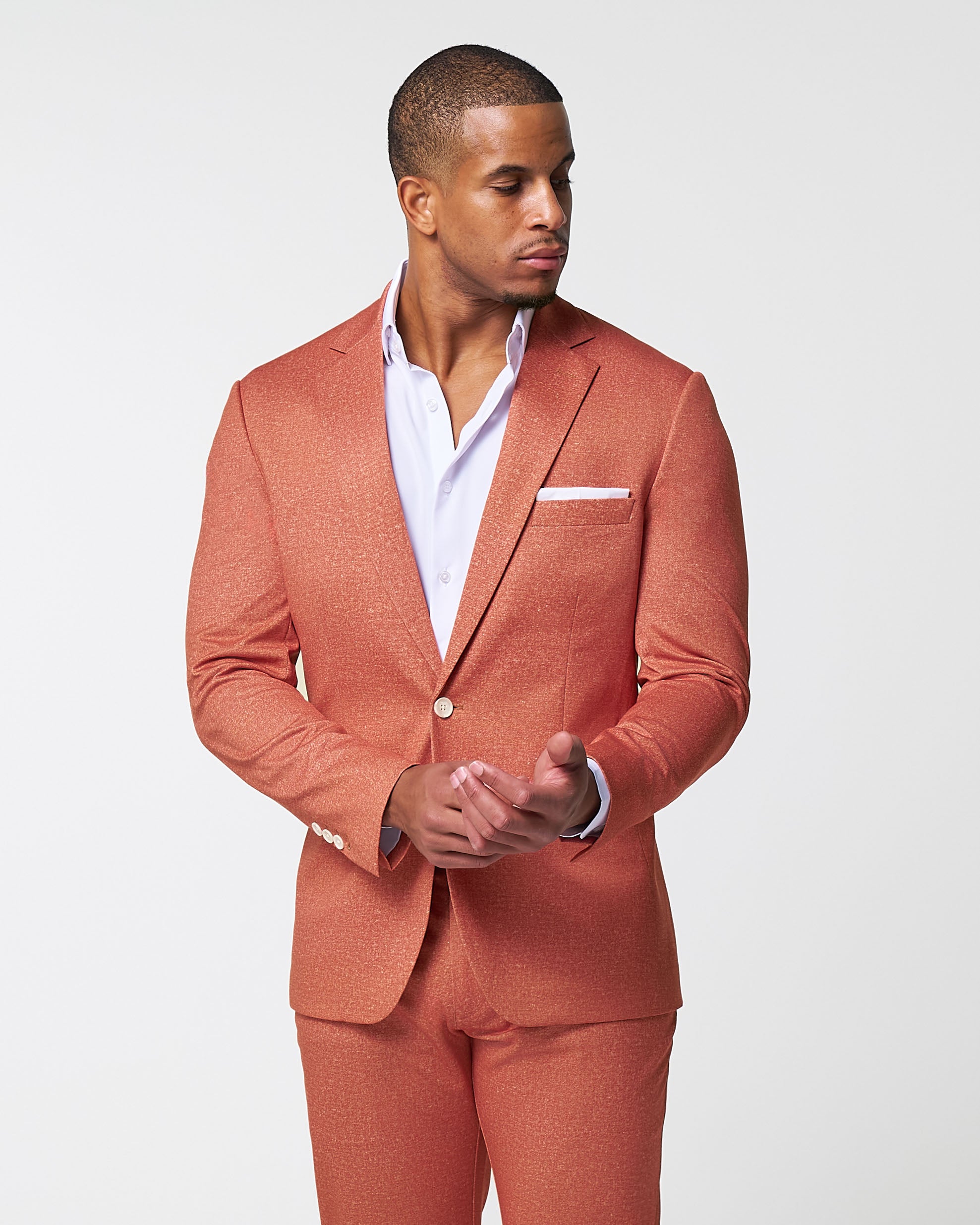 Athletic Fit Stretch Suit - Linen Coral