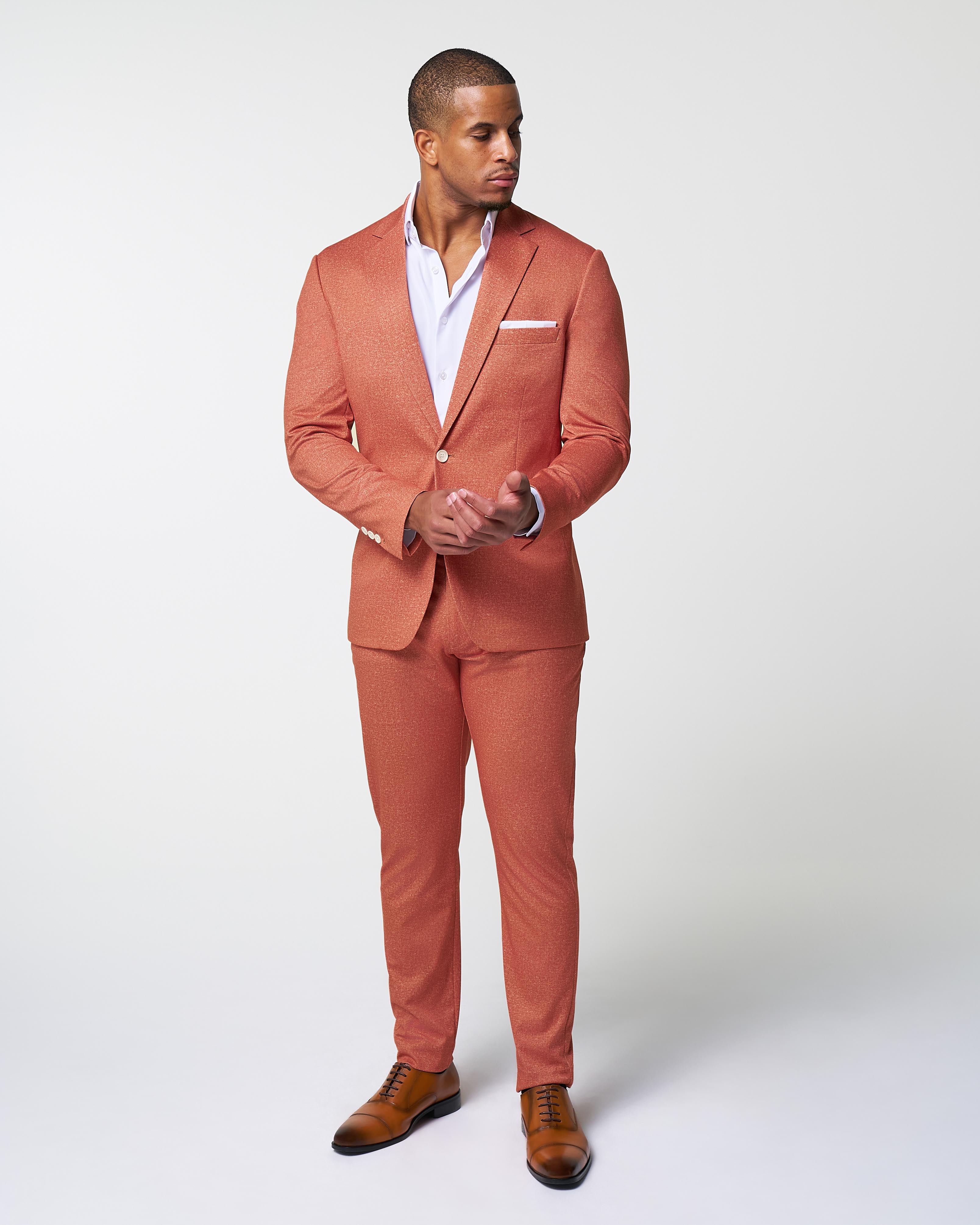Athletic Fit Stretch Suit - Linen Coral