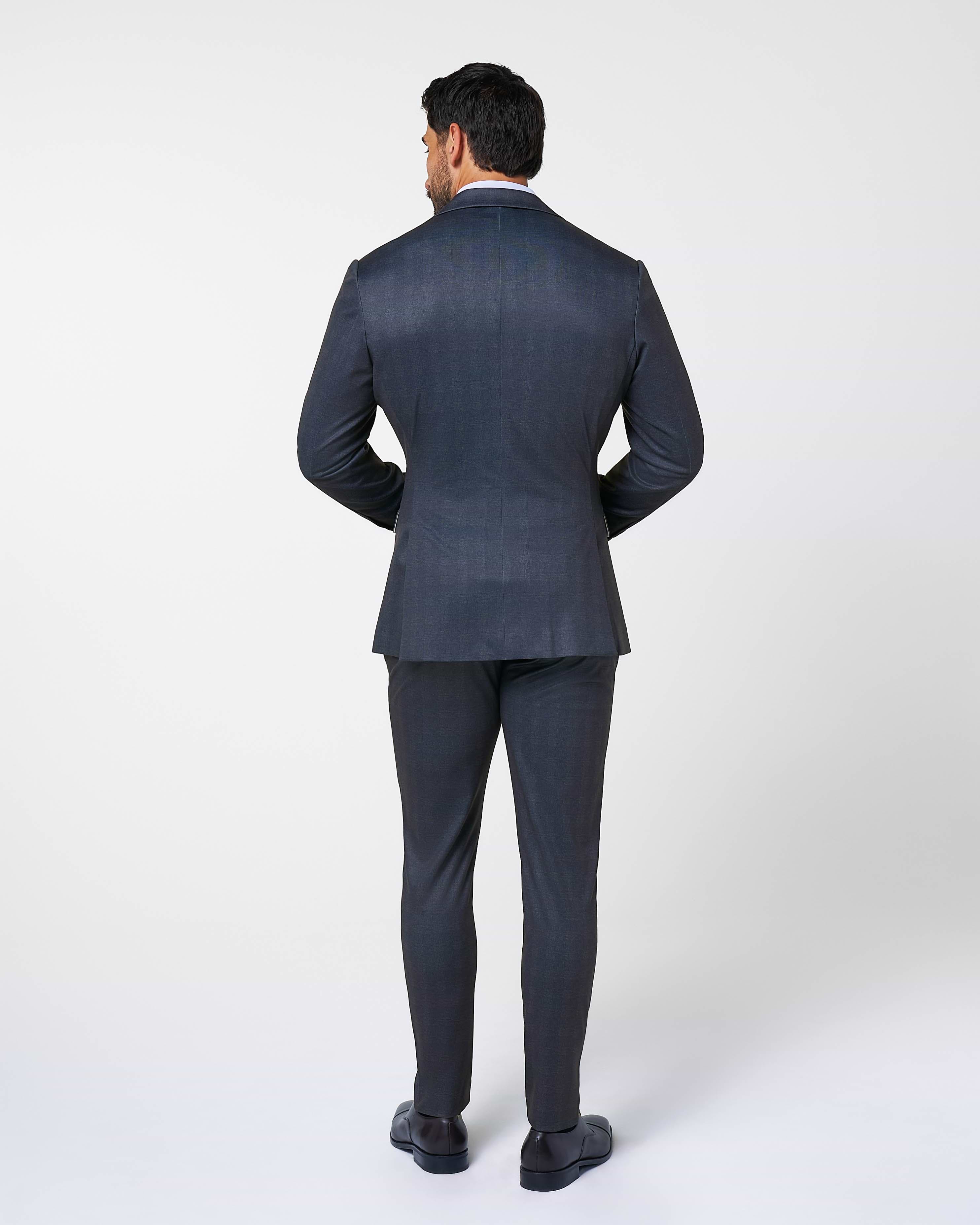 Athletic Fit Stretch Suit - Midnight Navy Plaid