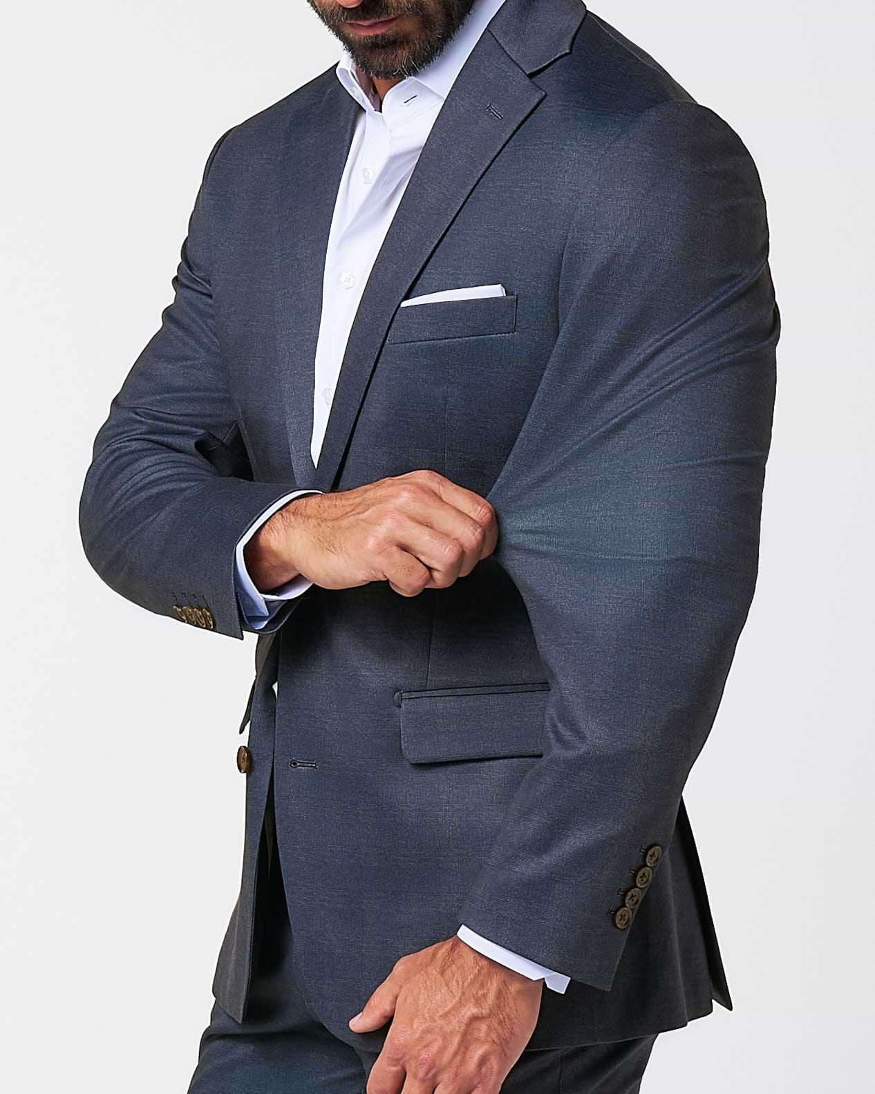 Athletic Fit Stretch Suit - Midnight Navy Plaid