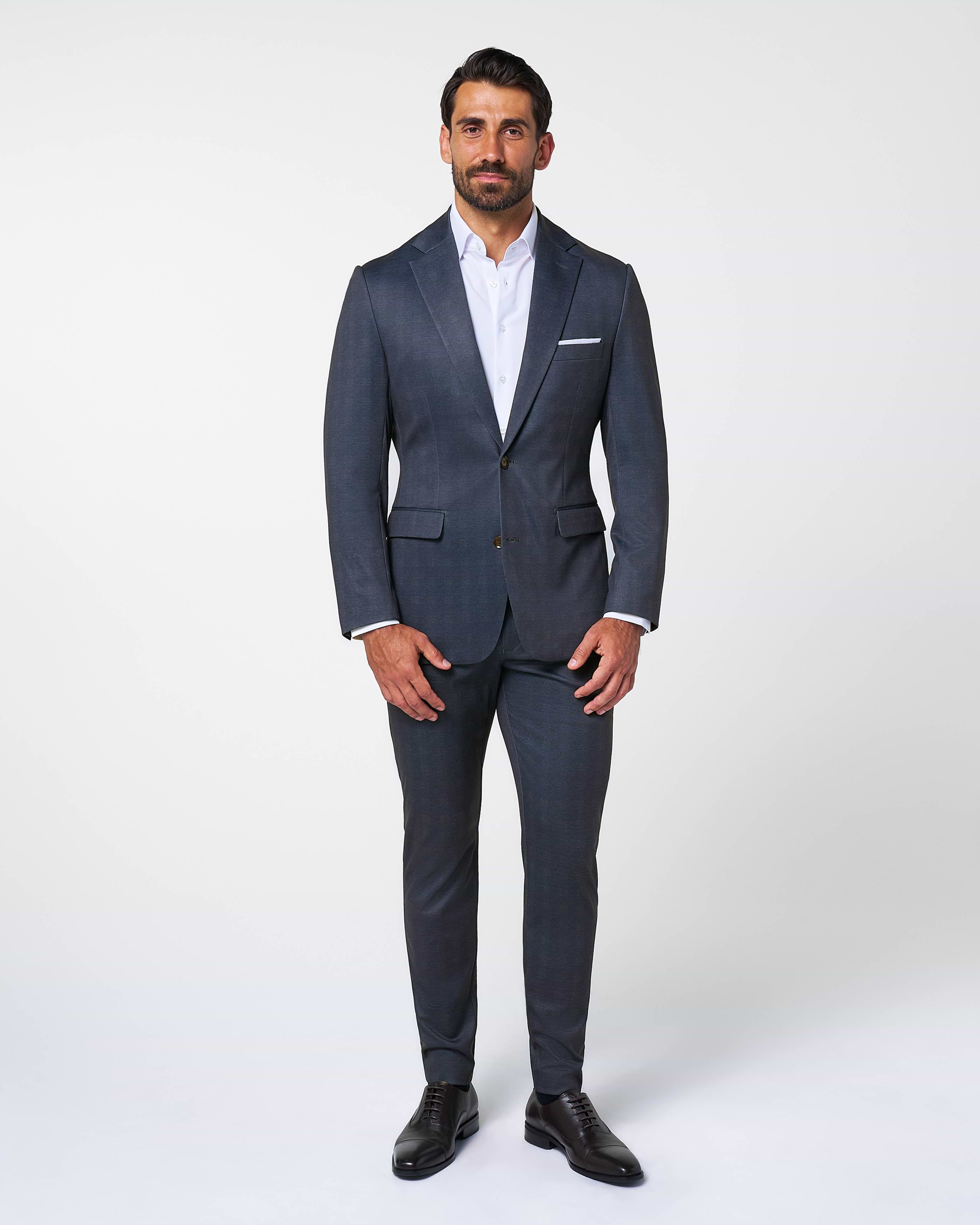 Athletic Fit Stretch Suit - Midnight Navy Plaid