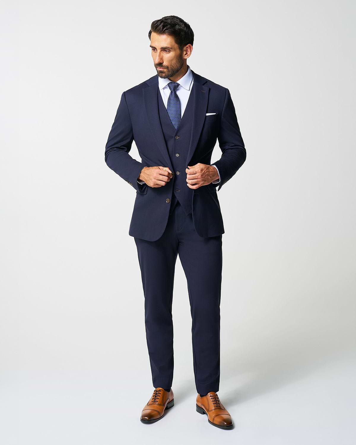 Athletic Fit Stretch Suit - Navy