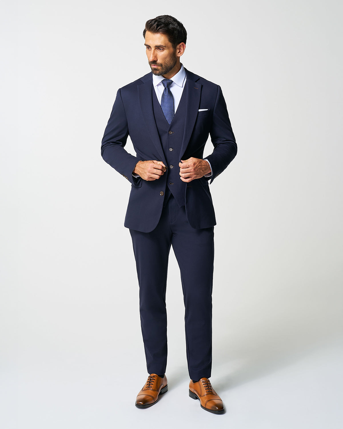 Athletic Fit Stretch Suit - Navy