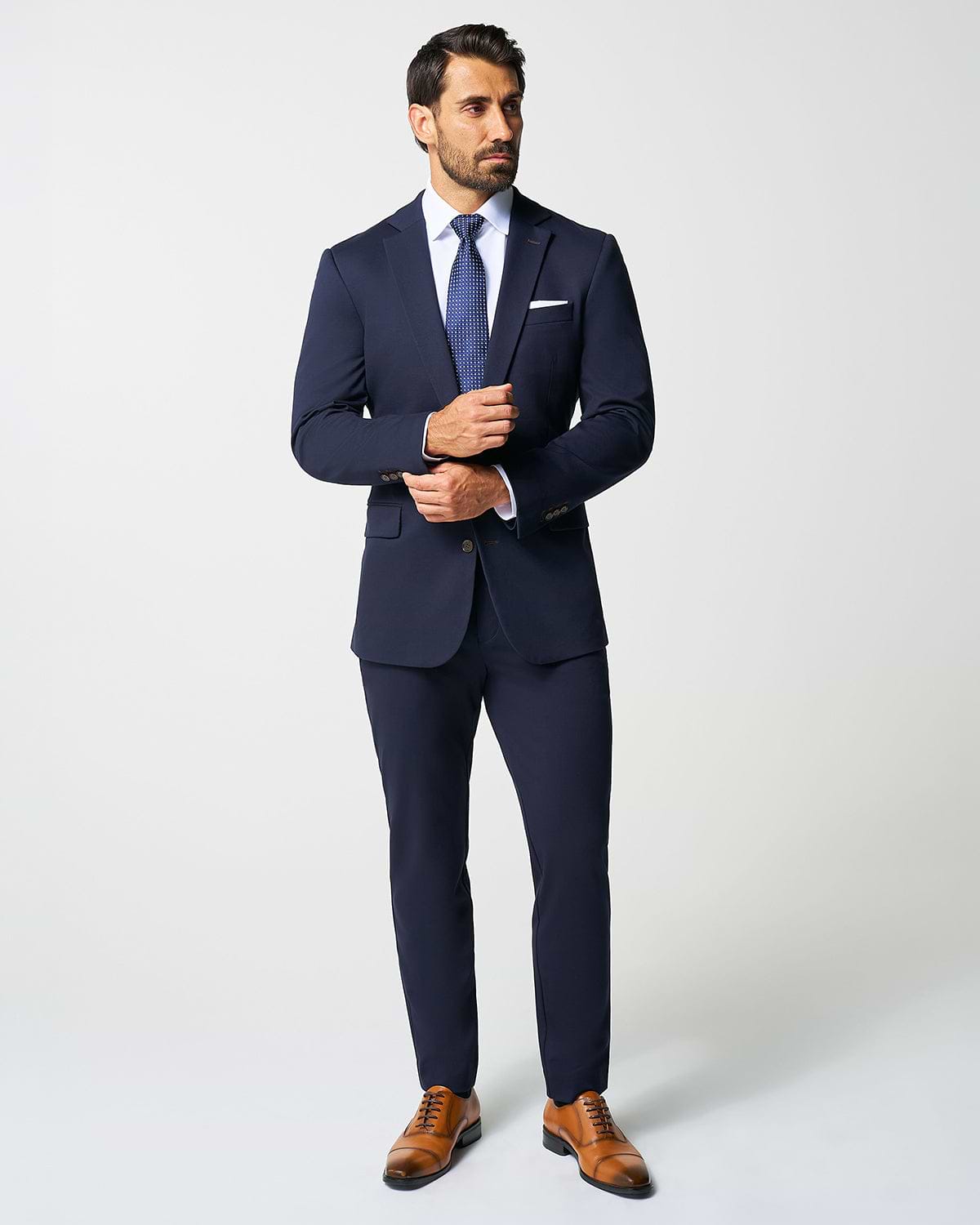 Athletic Fit Stretch Suit - Navy