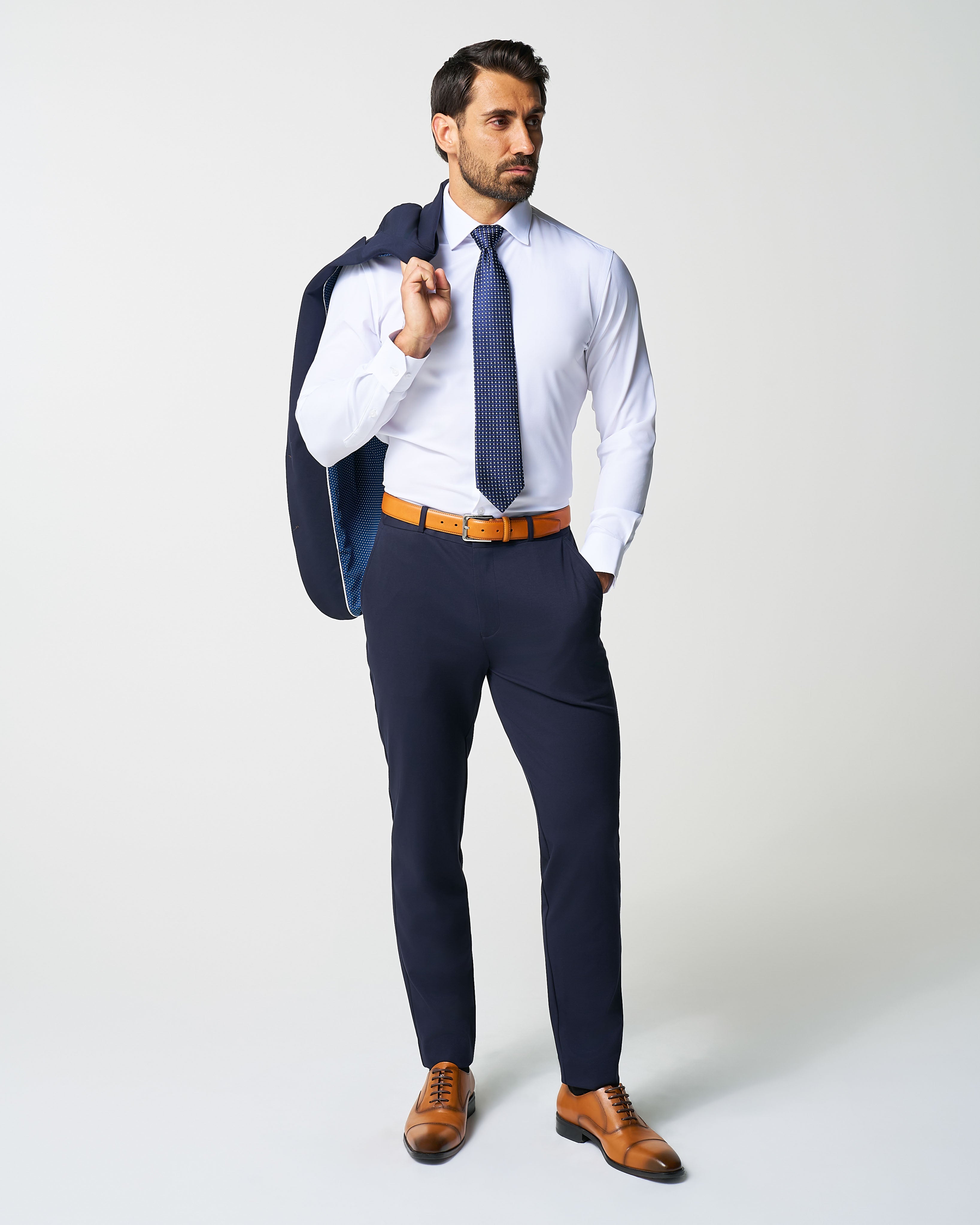 Athletic Fit Stretch Suit - Navy