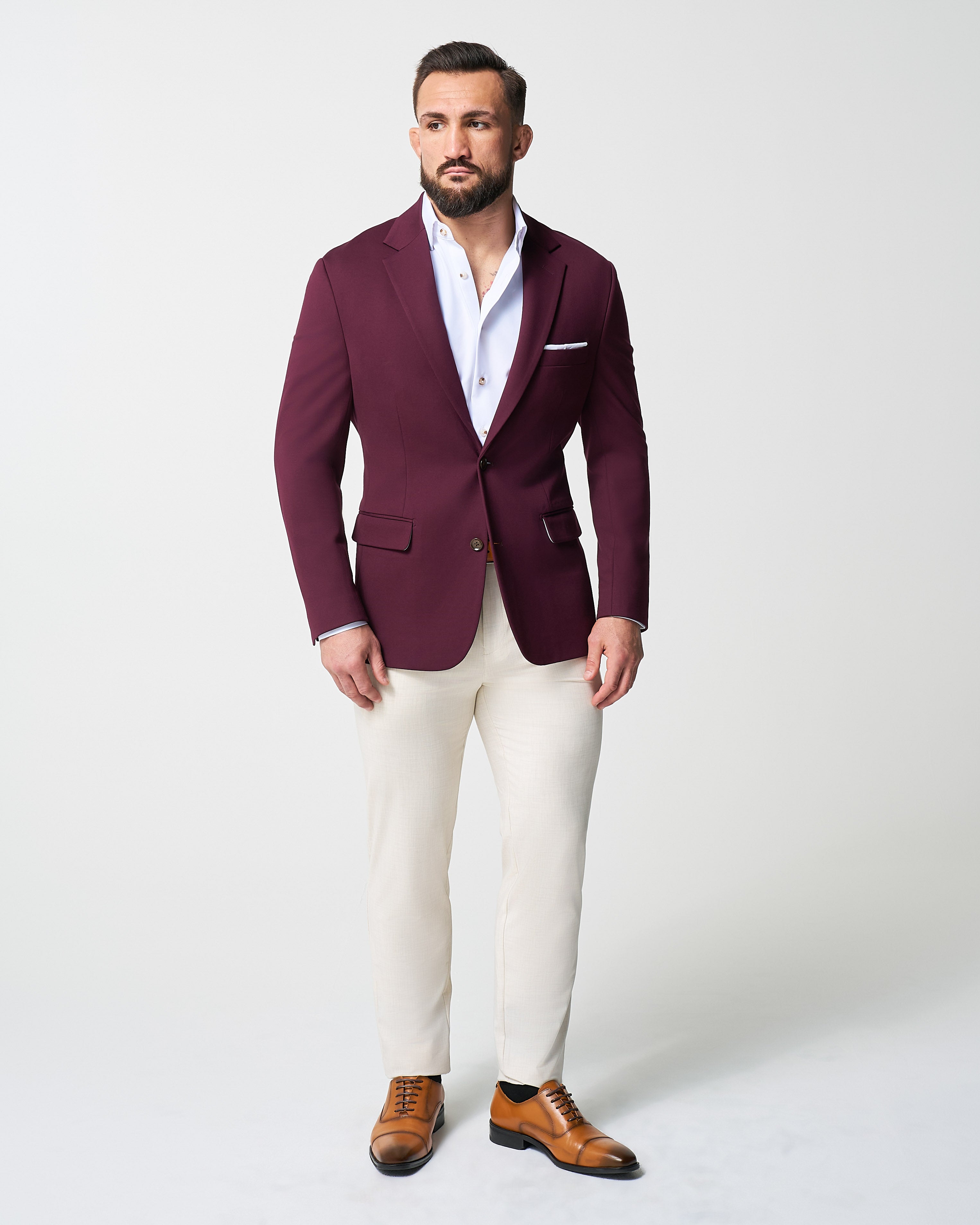 Athletic Fit Stretch Suit - Solid Plum