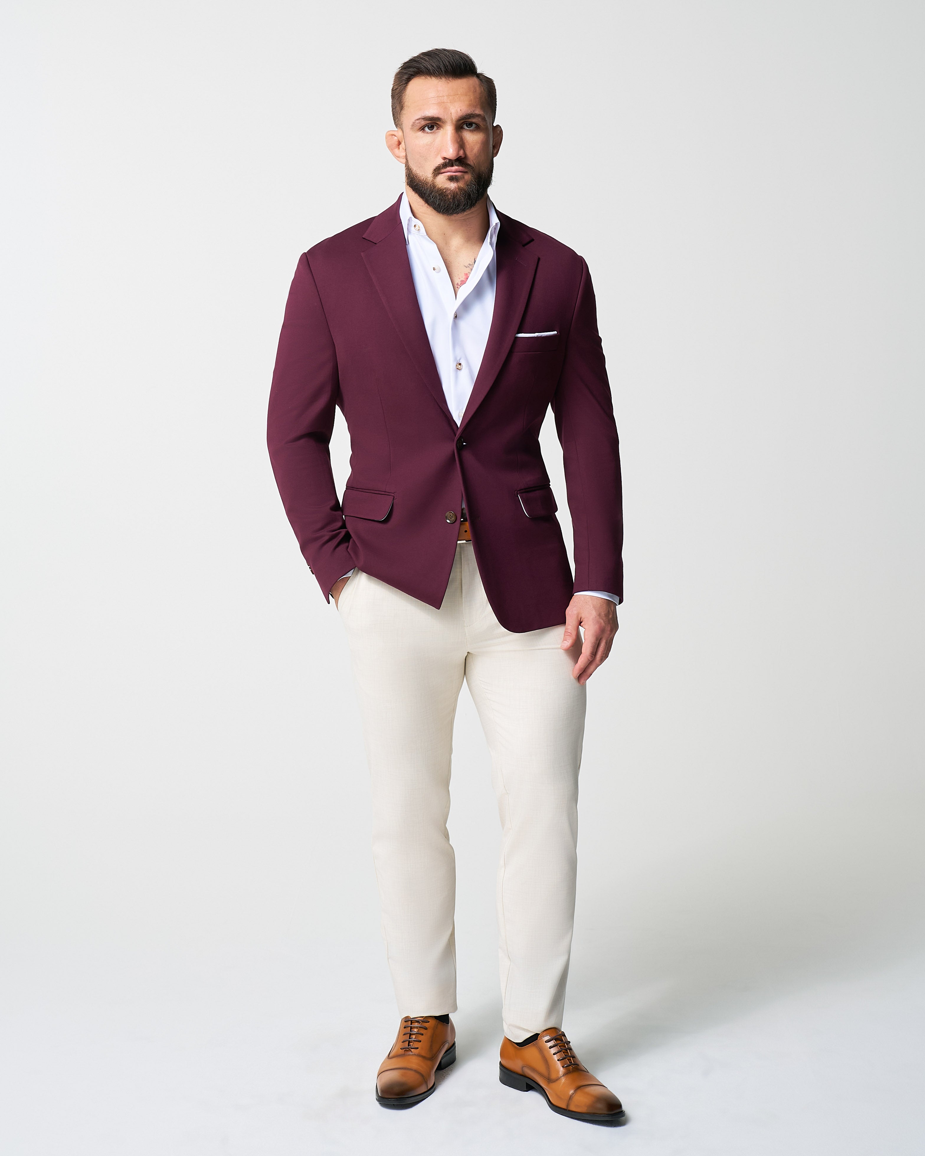 Athletic Fit Stretch Suit - Solid Plum