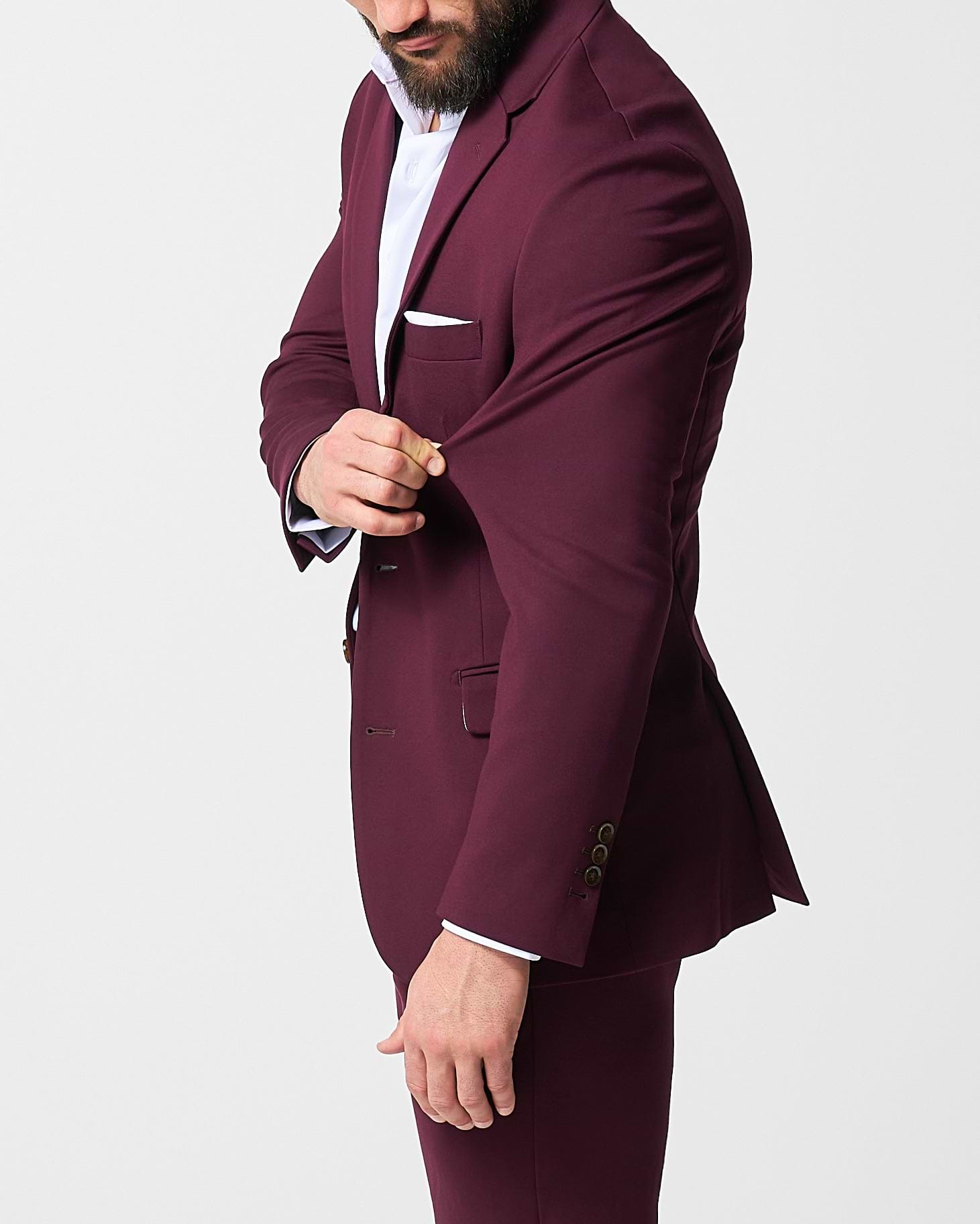 Athletic Fit Stretch Suit - Solid Plum