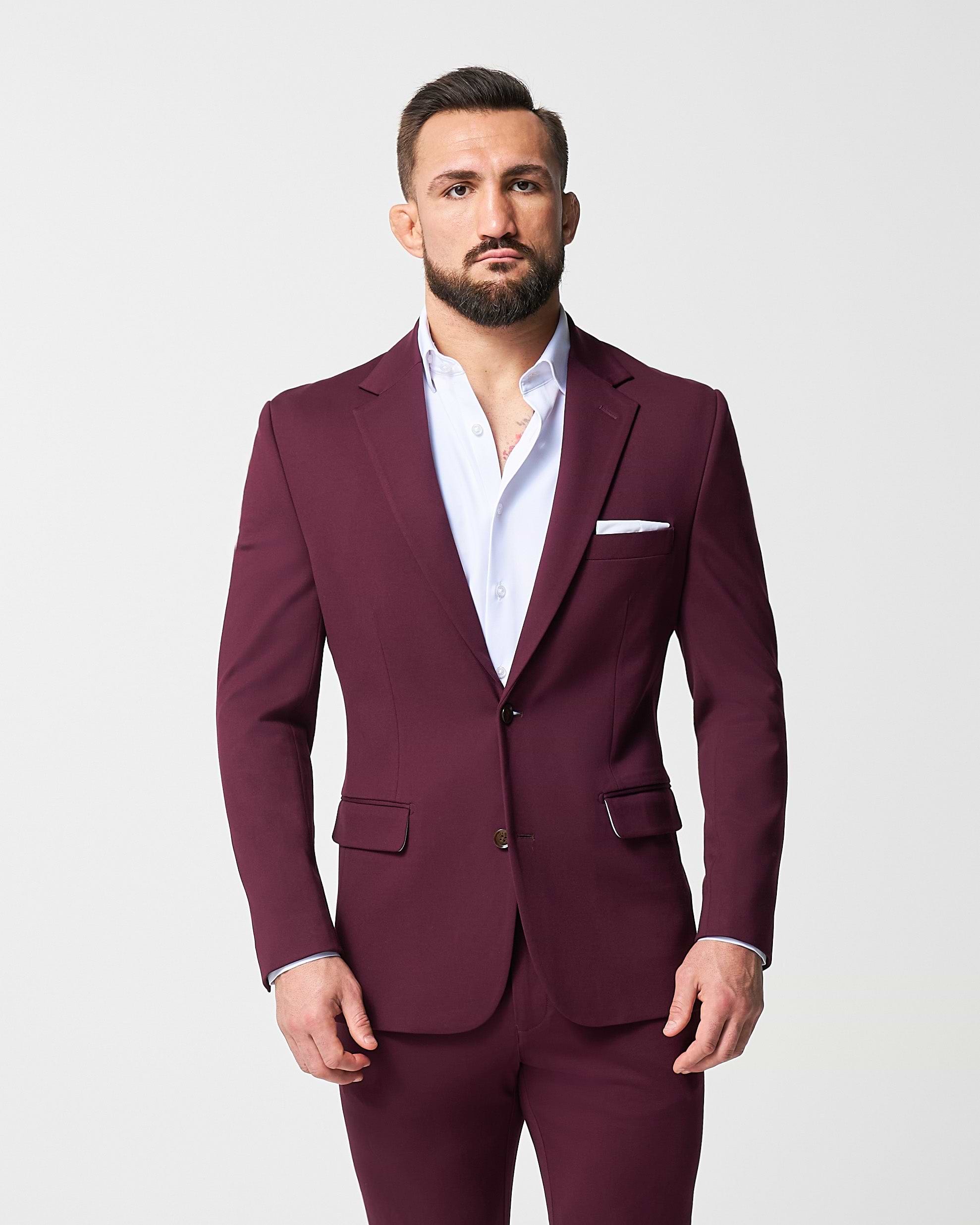 Athletic Fit Stretch Suit - Solid Plum