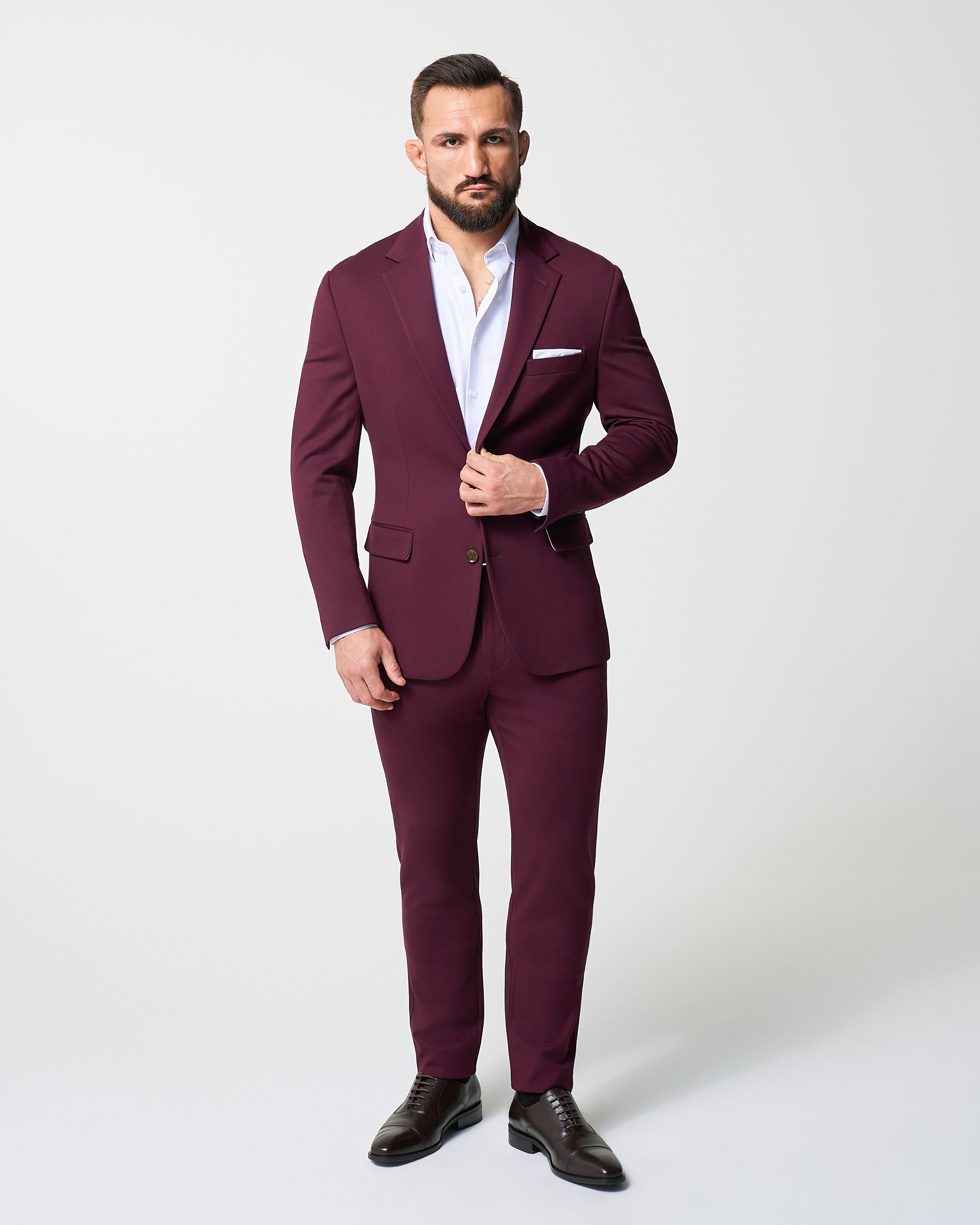 Athletic Fit Stretch Suit - Solid Plum