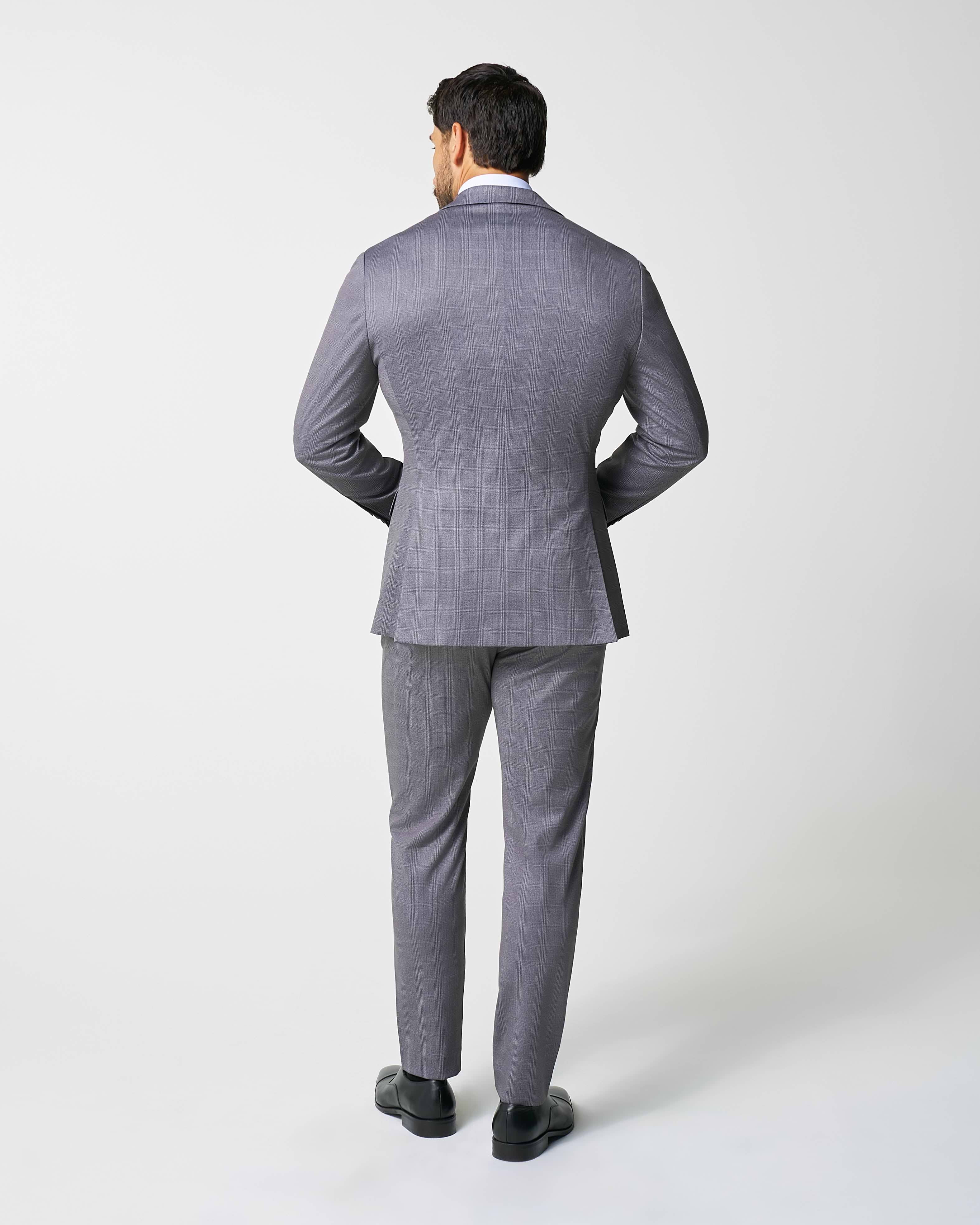 Athletic Fit Stretch Suit - Shadow Grey Plaid