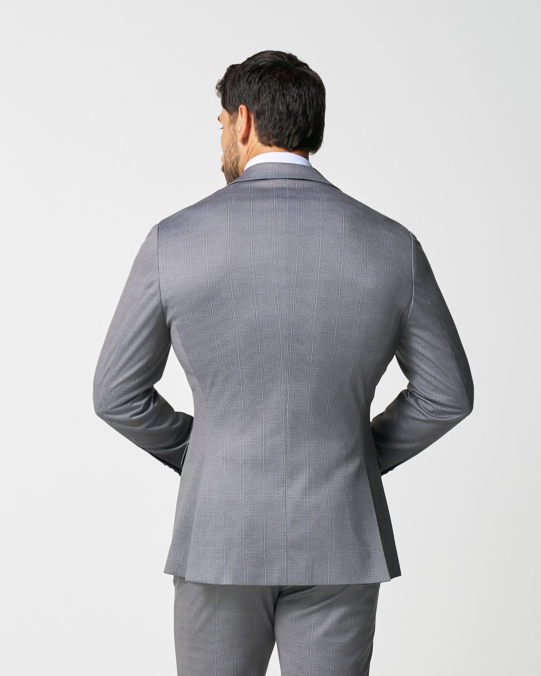 Athletic Fit Stretch Blazer - Shadow Grey Plaid