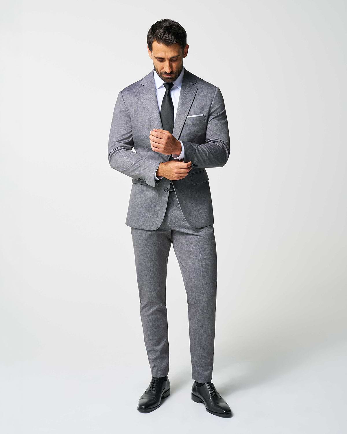 Athletic Fit Stretch Suit - Shadow Grey Plaid