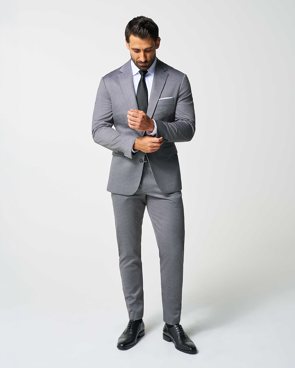 Athletic Fit Stretch Suit - Shadow Grey Plaid