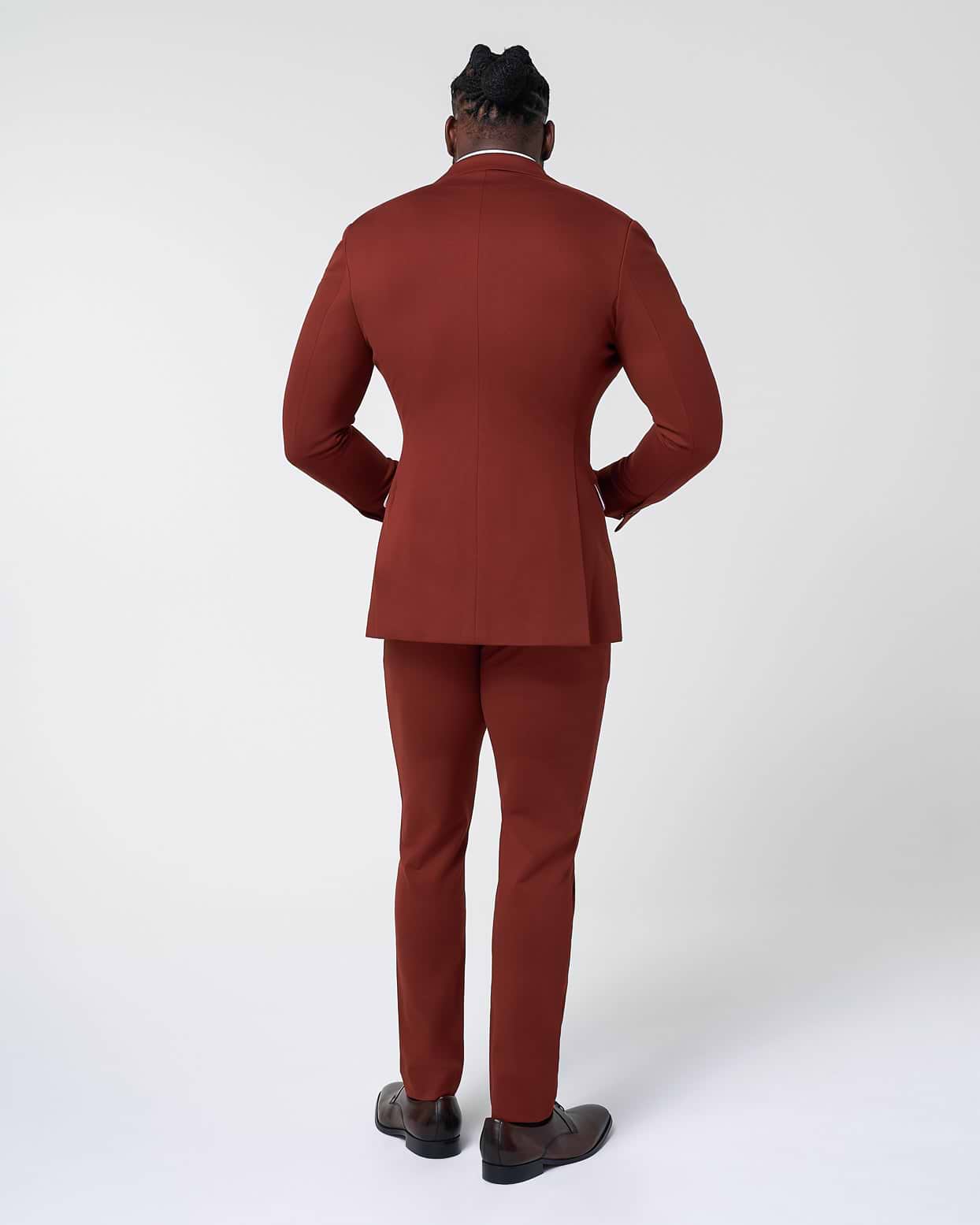 Athletic Fit Stretch Suit - Solid Brick